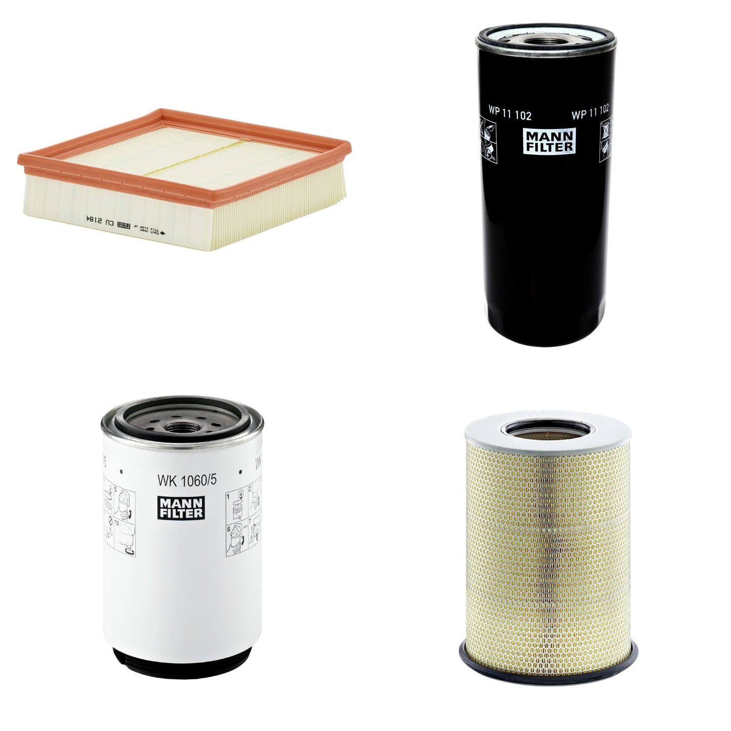 Kit Filtros de Ar Combustível Cabine Ar Condicionado Óleo - Mann-Filter - C311345/1 - CU2184 - WK1060/5x - WP11102 - (1)