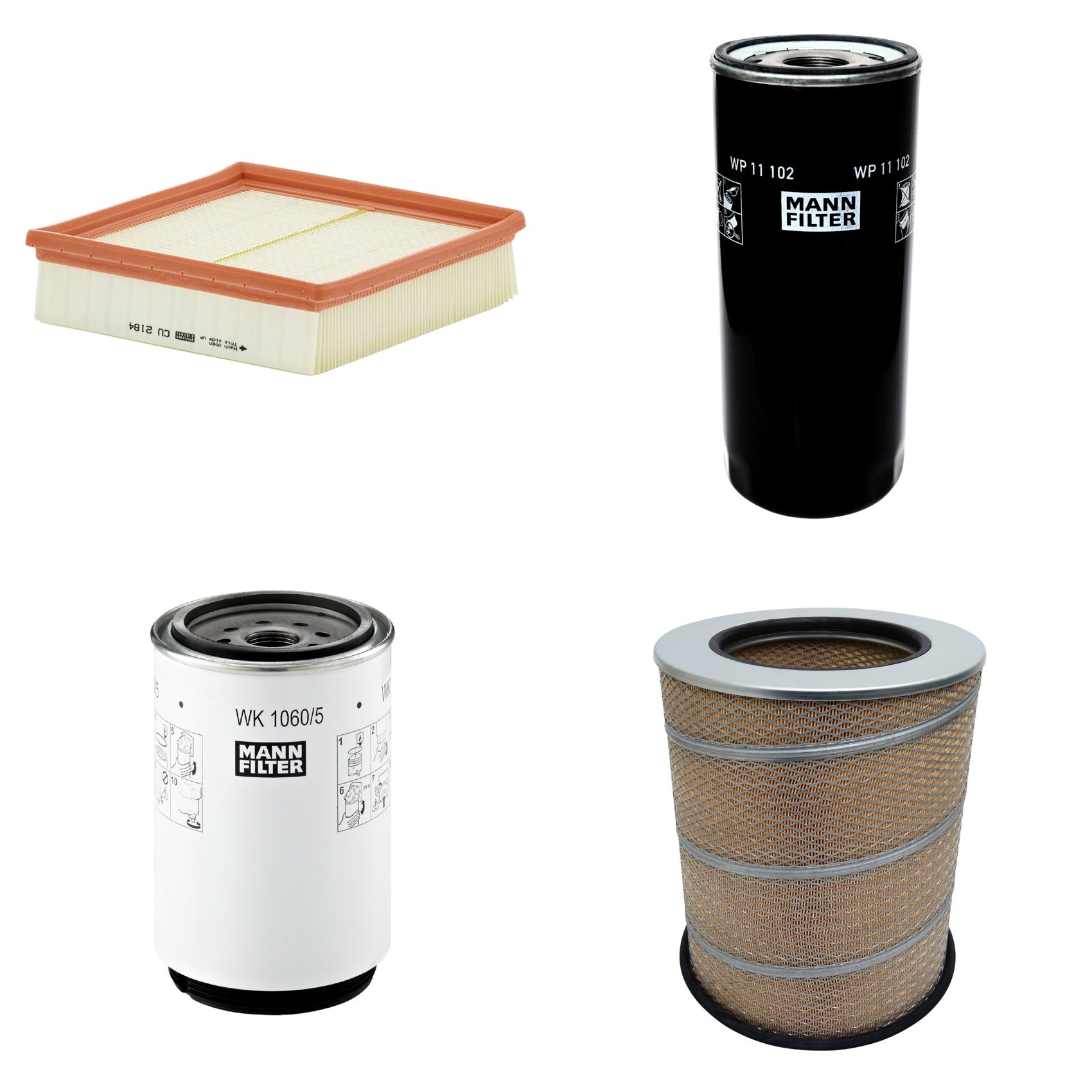 Kit Filtros de Ar Combustível Cabine Ar Condicionado Óleo - Mann-Filter - C341500 - CU2184 - WK1060/5x - WP11102 - (1)