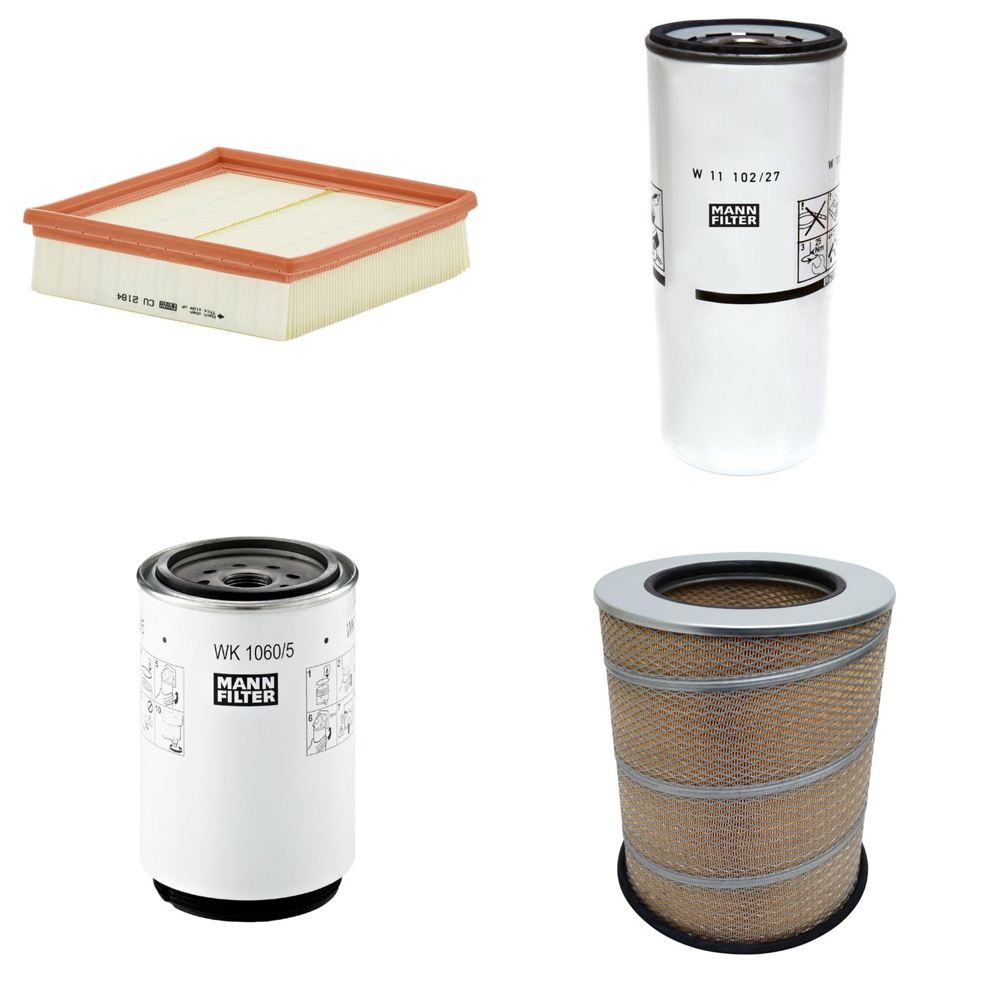 Kit Filtros de Ar Combustível Cabine Ar Condicionado Óleo - Mann-Filter - C341500 - CU2184 - W11102/27 - WK1060/5x - (1)