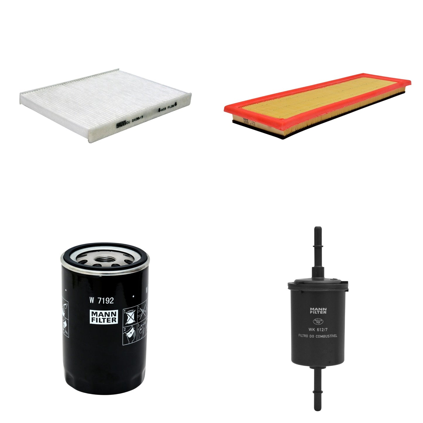 Kit Filtros de Ar Combustível Cabine Ar Condicionado Óleo - Mann-Filter - C4151 - CU2436/3 - W7192 - WK612/7 - (1)