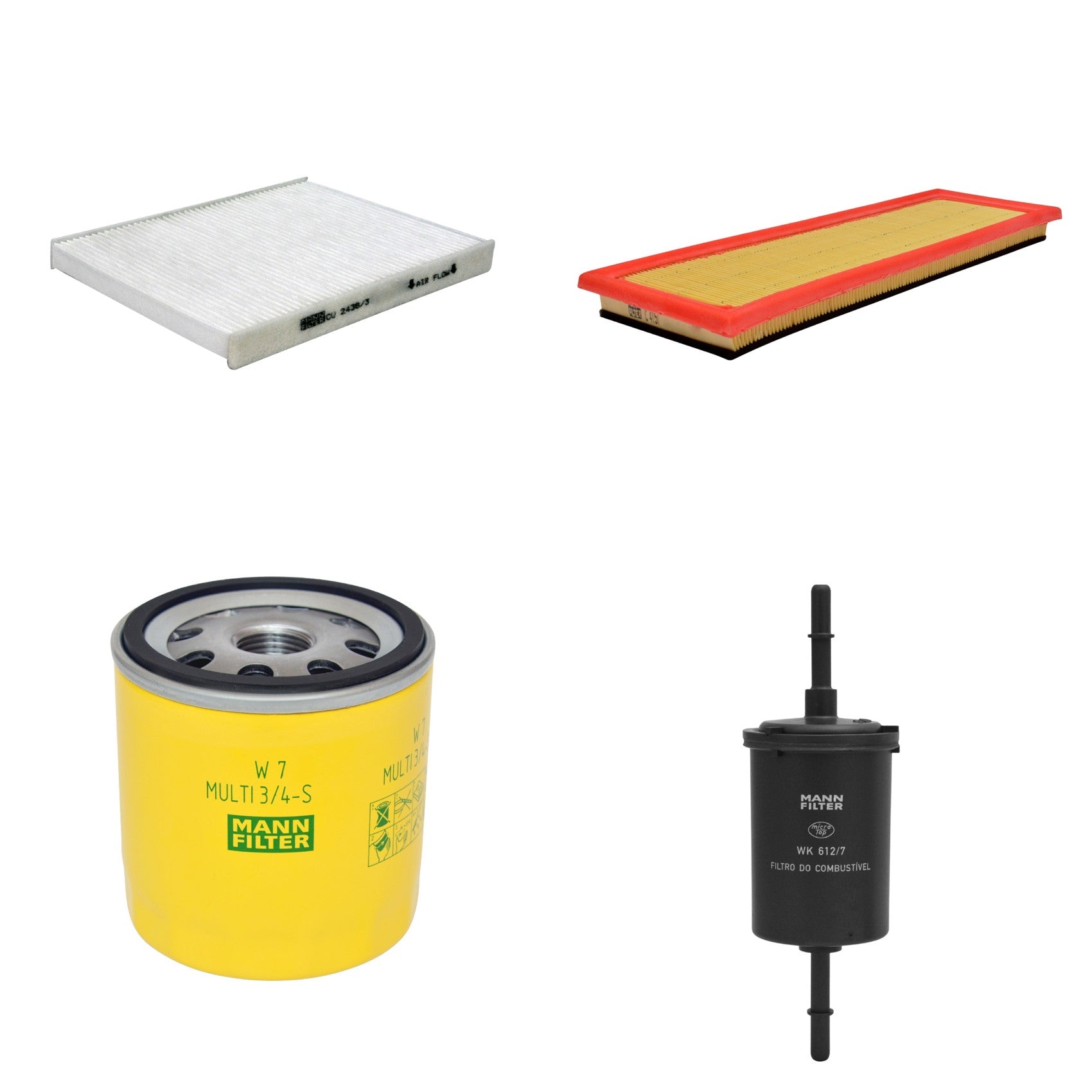 Kit Filtros de Ar Combustível Cabine Ar Condicionado Óleo - Mann-Filter - C4151 - CU2436/3 - W7MULTI3/4-S - WK612/7 - (1)