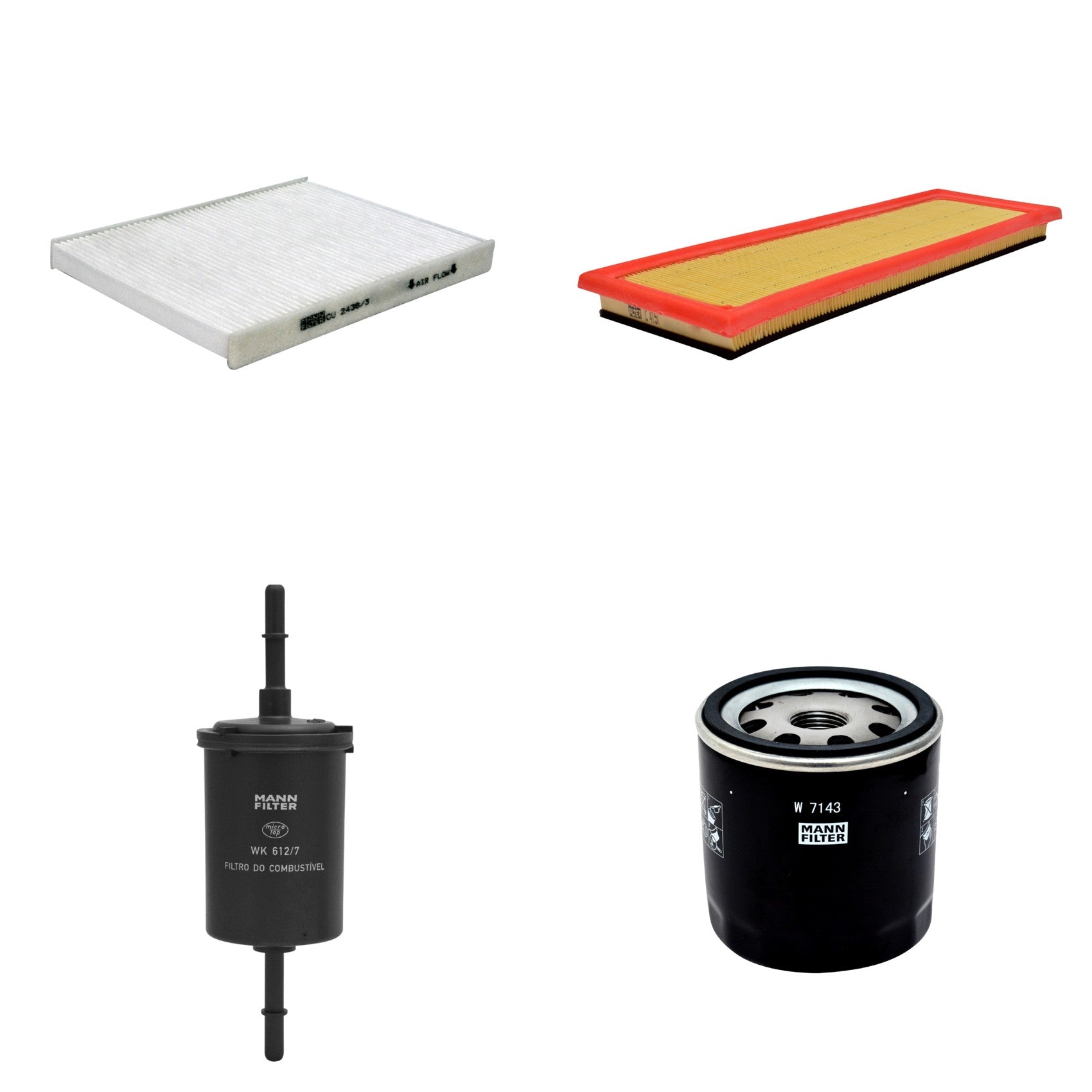 Kit Filtros de Ar Combustível Cabine Ar Condicionado Óleo - Mann-Filter - C4151 - CU2436/3 - W7143 - WK612/7 - (1)