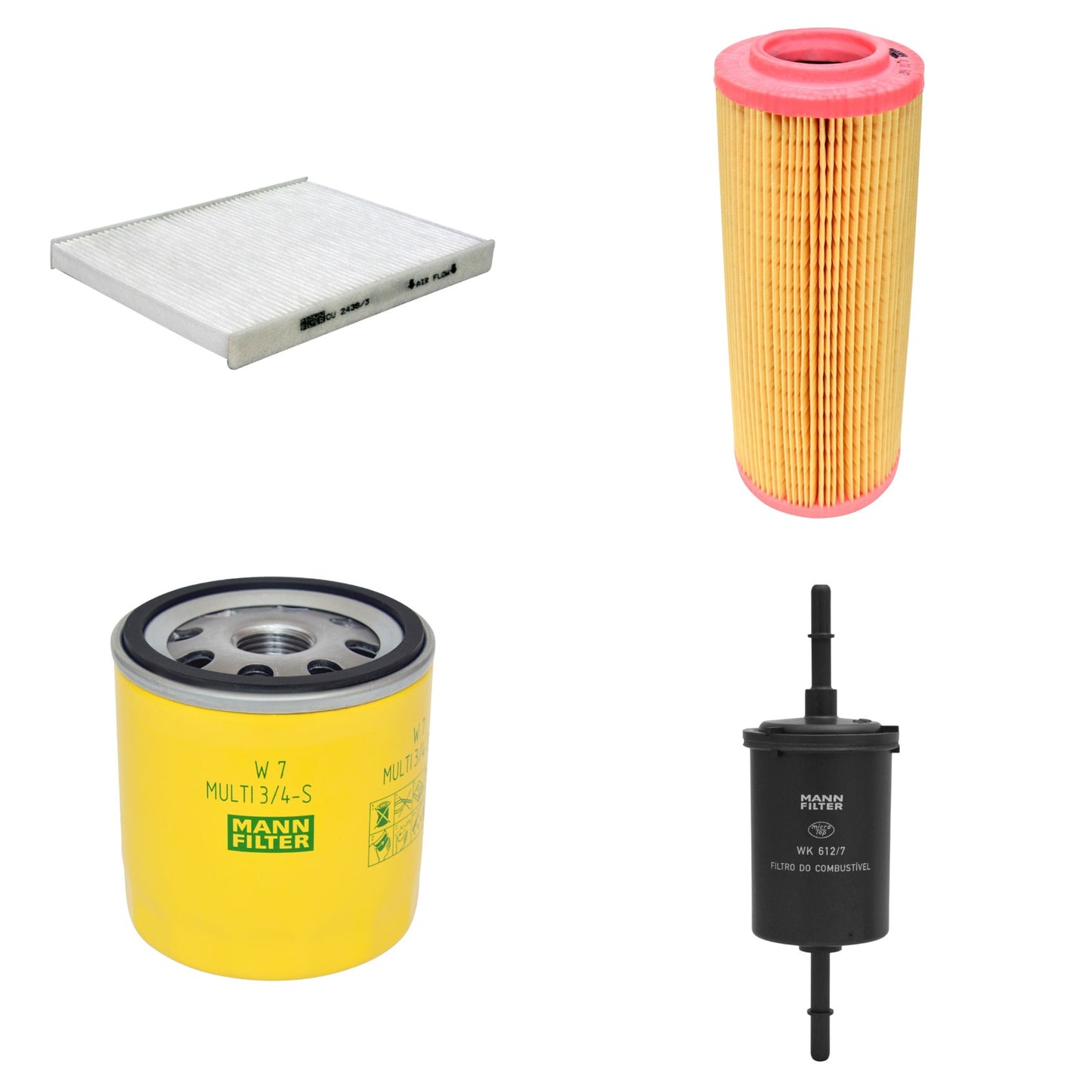 Kit Filtros de Ar Combustível Cabine Ar Condicionado Óleo - Mann-Filter - C11102 - CU2436/3 - W7MULTI3/4-S - WK612/7 - (1)