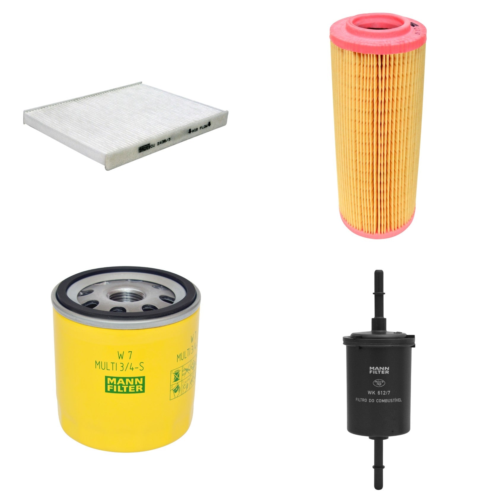 Kit Filtros de Ar Combustível Cabine Ar Condicionado Óleo - Mann-Filter - C11102 - CU2436/3 - W7MULTI3/4-S - WK612/7 - (1)