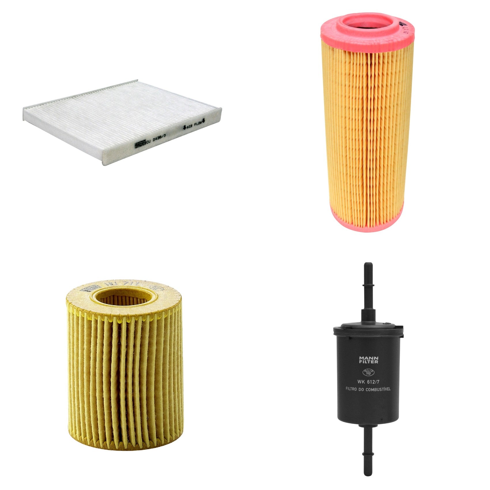 Kit Filtros de Ar Combustível Cabine Ar Condicionado Óleo - Mann-Filter - C11102 - CU2436/3 - HU711x - WK612/7 - (1)