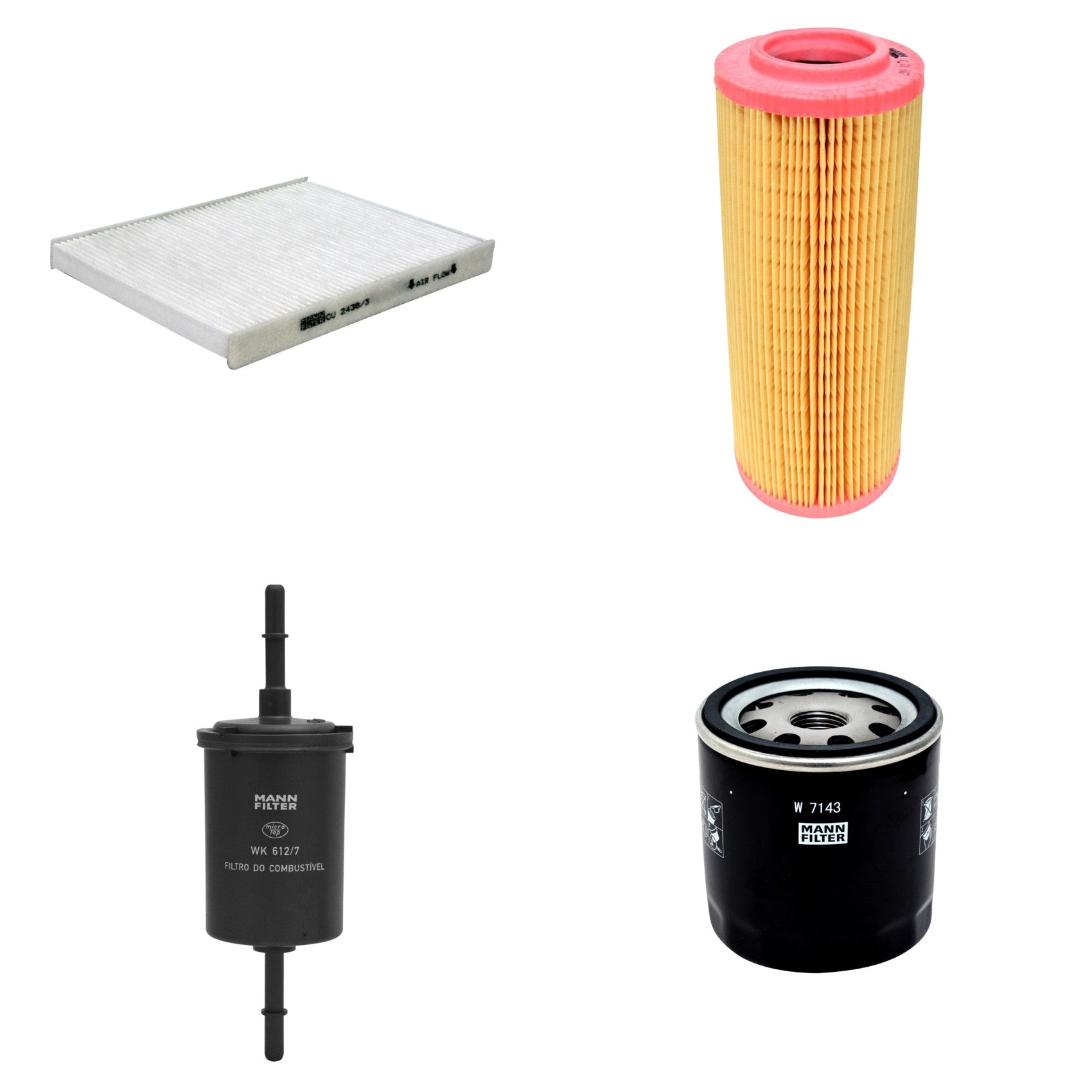 Kit Filtros de Ar Combustível Cabine Ar Condicionado Óleo - Mann-Filter - C11102 - CU2436/3 - W7143 - WK612/7 - (1)