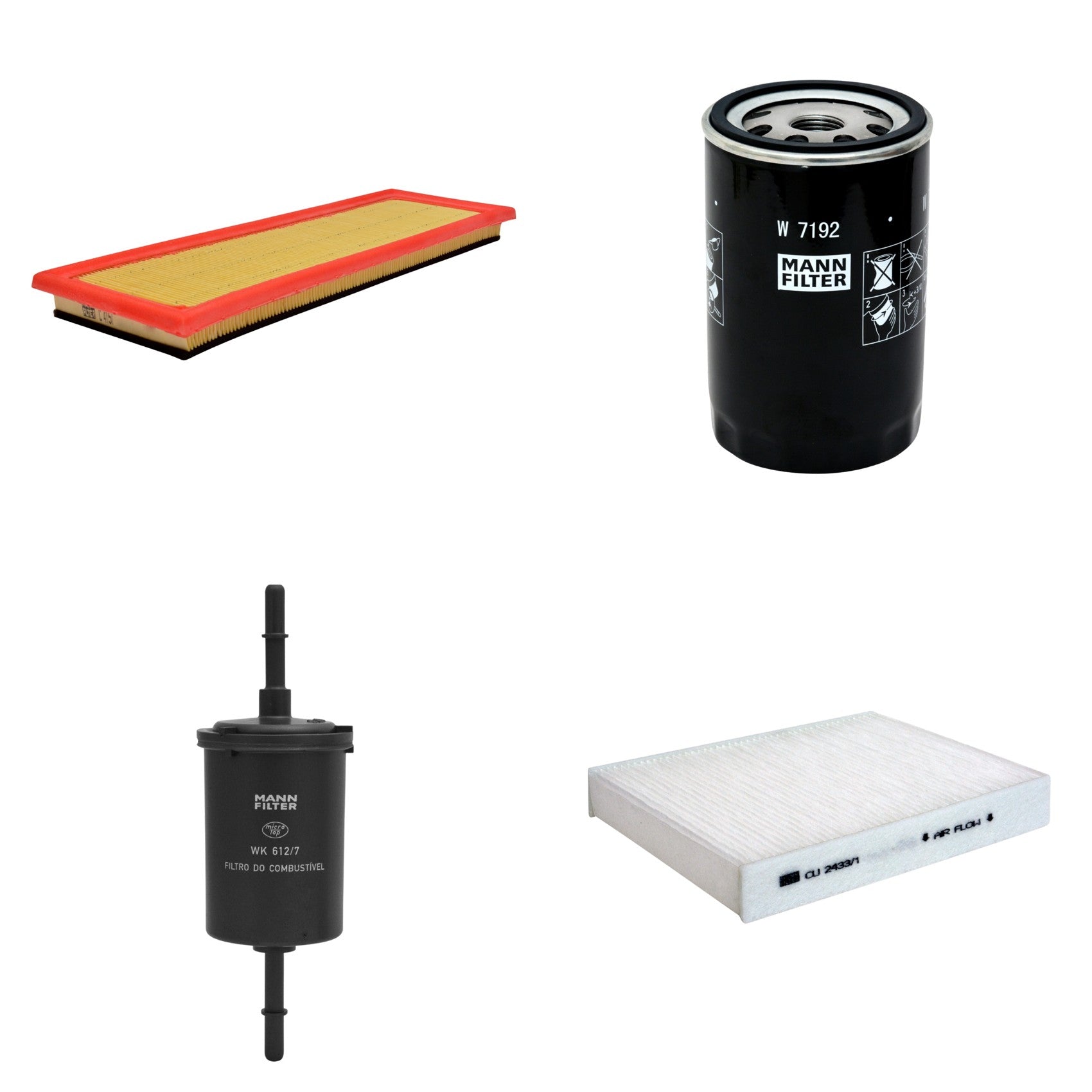Kit Filtros de Ar Combustível Cabine Ar Condicionado Óleo - Mann-Filter - C4151 - CU2433/1 - W7192 - WK612/7 - (1)