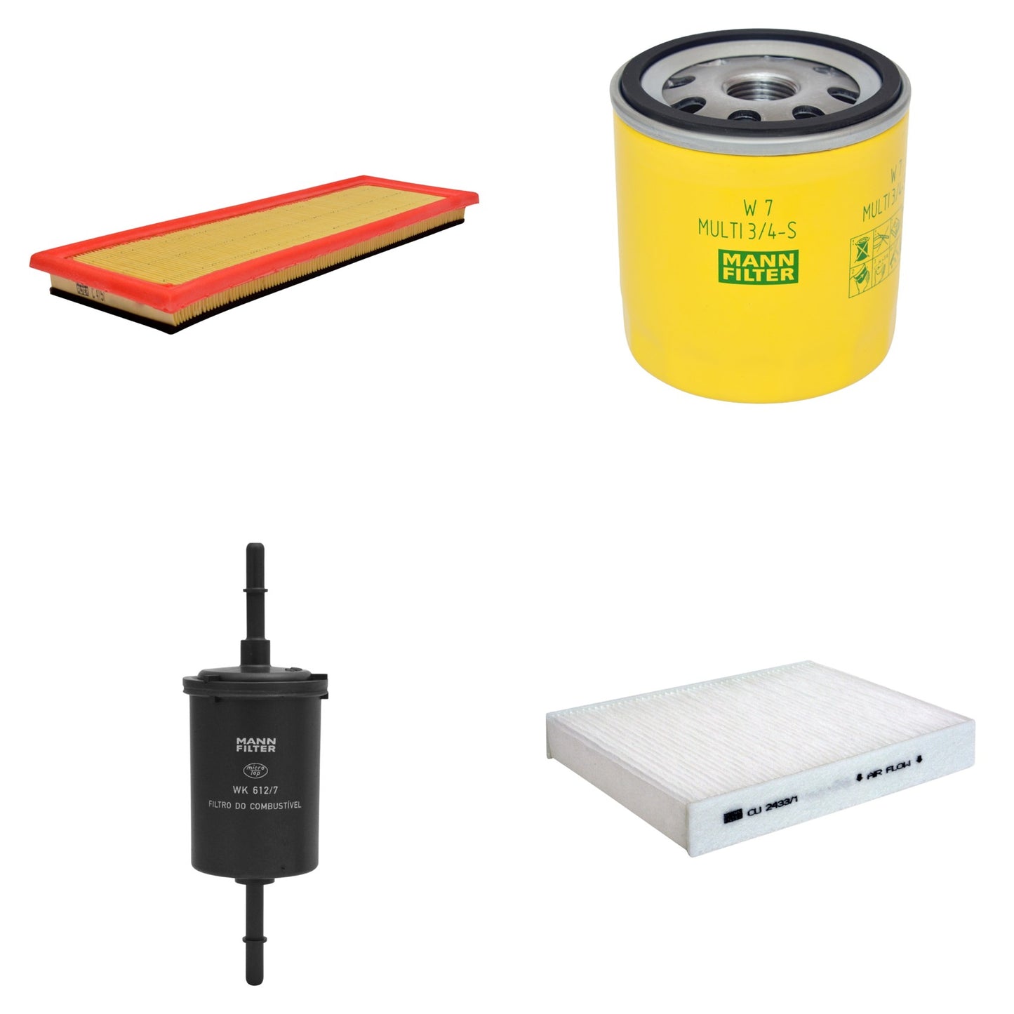 Kit Filtros de Ar Combustível Cabine Ar Condicionado Óleo - Mann-Filter - C4151 - CU2433/1 - W7MULTI3/4-S - WK612/7 - (1)