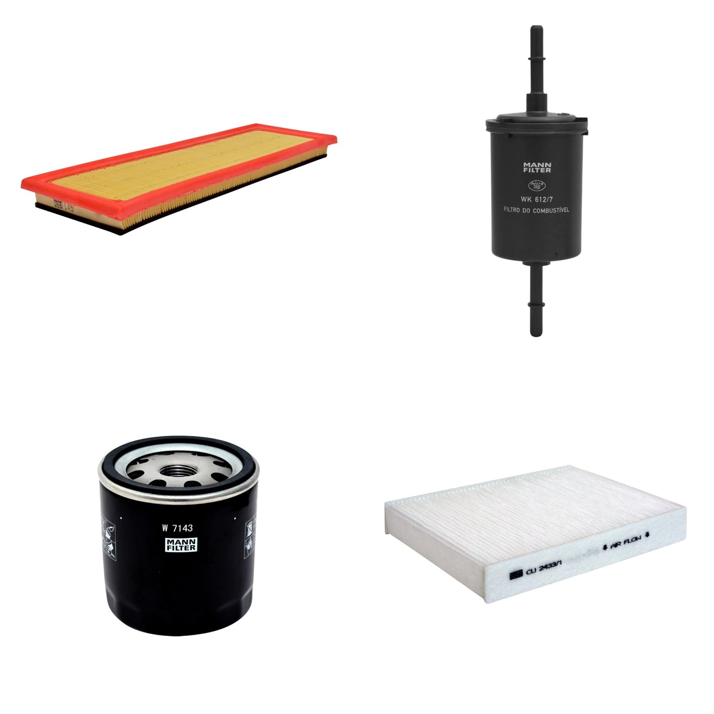 Kit Filtros de Ar Combustível Cabine Ar Condicionado Óleo - Mann-Filter - C4151 - CU2433/1 - W7143 - WK612/7 - (1)