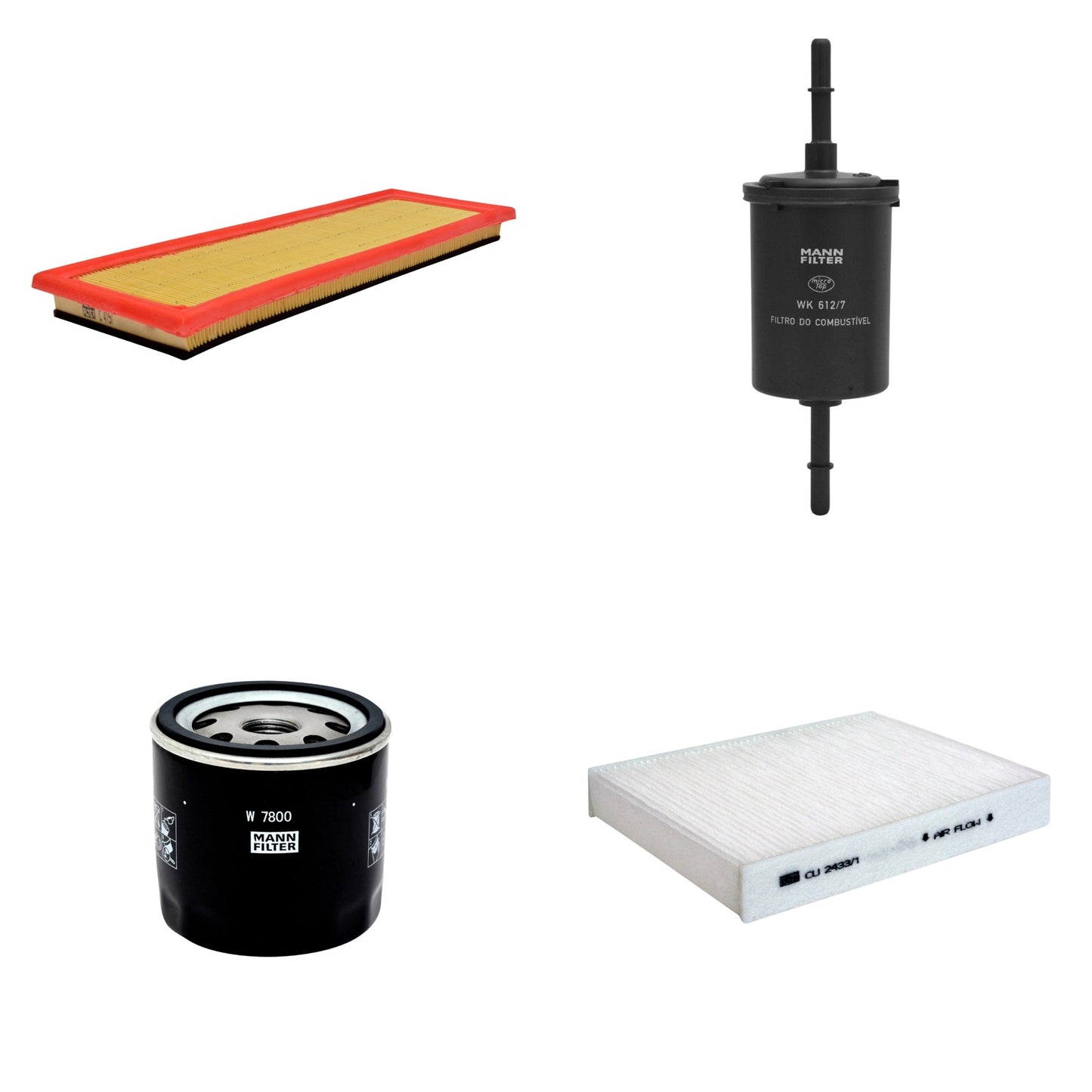 Kit Filtros de Ar Combustível Cabine Ar Condicionado Óleo - Mann-Filter - C4151 - CU2433/1 - W7800 - WK612/7 - (1)