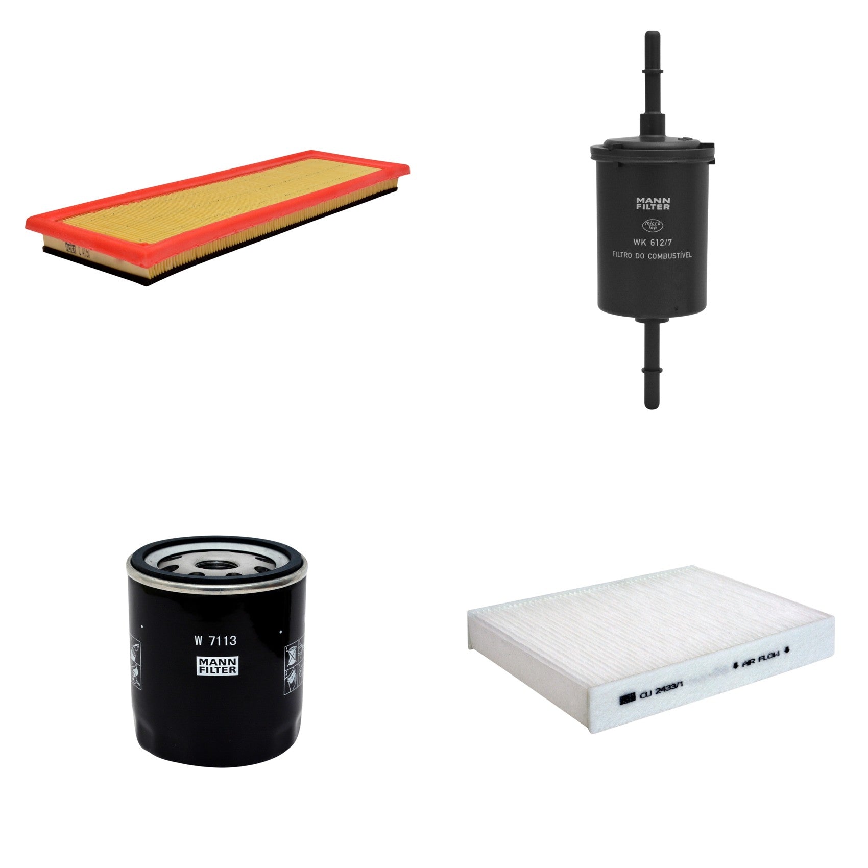 Kit Filtros de Ar Combustível Cabine Ar Condicionado Óleo - Mann-Filter - C4151 - CU2433/1 - W7113 - WK612/7 - (1)