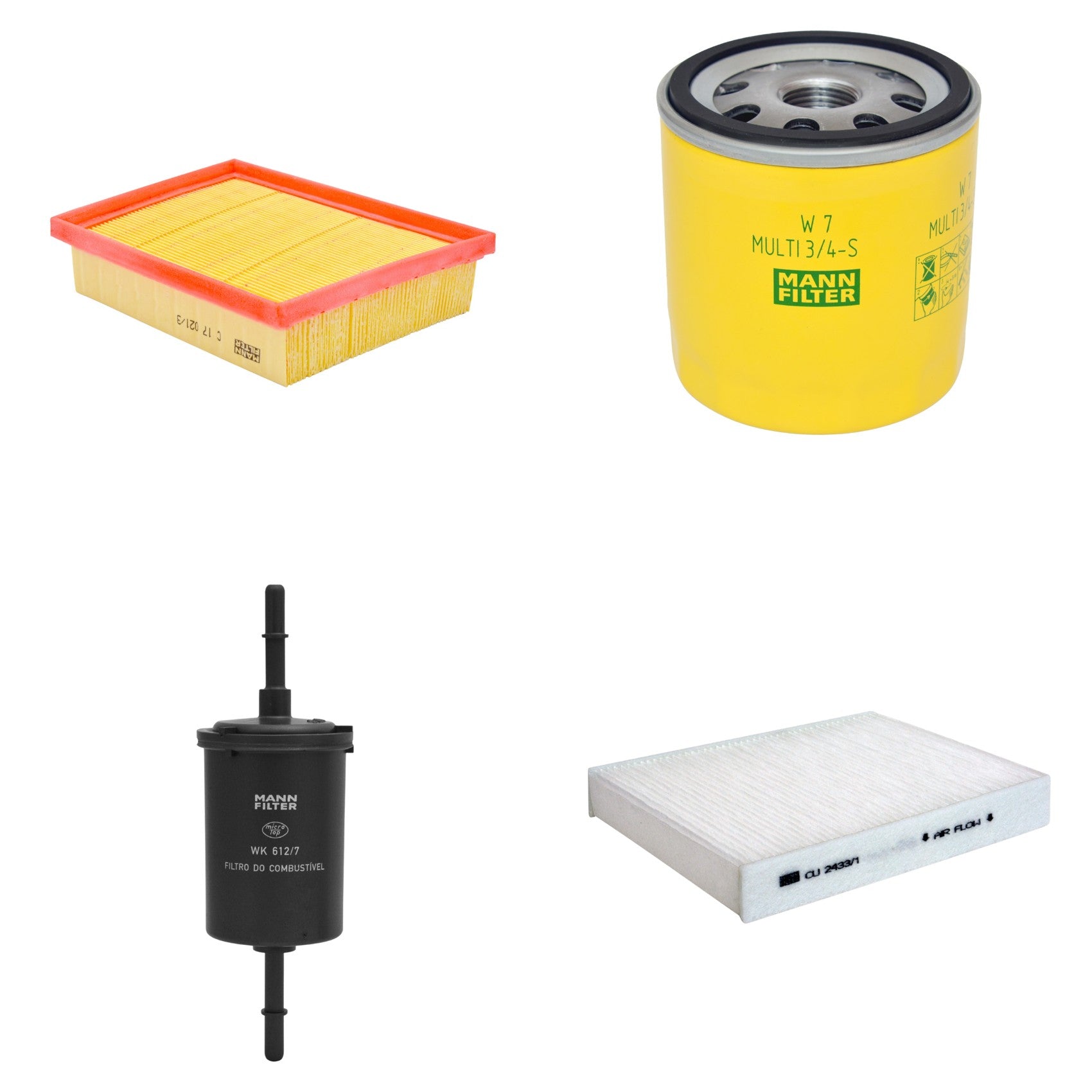 Kit Filtros de Ar Combustível Cabine Ar Condicionado Óleo - Mann-Filter - C17021/3 - CU2433/1 - W7MULTI3/4-S - WK612/7 - (1)