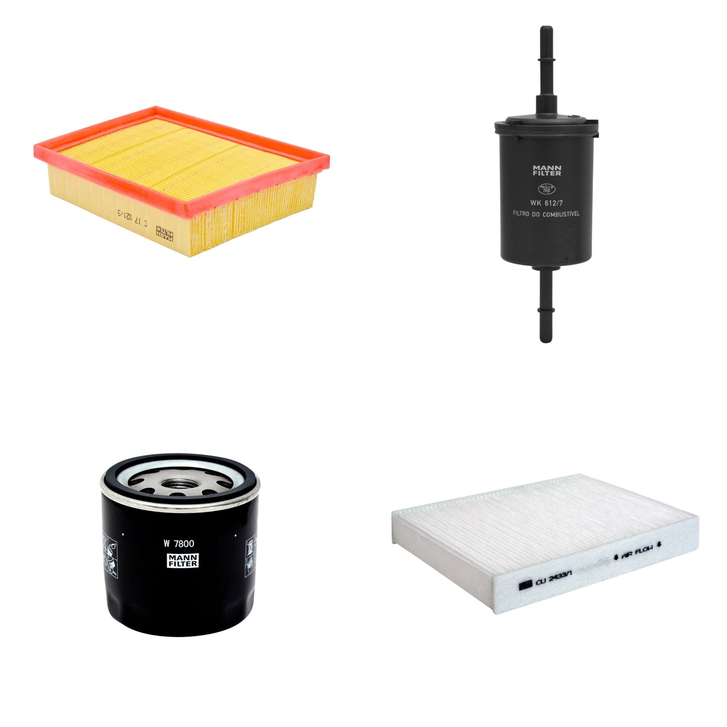 Kit Filtros de Ar Combustível Cabine Ar Condicionado Óleo - Mann-Filter - C17021/3 - CU2433/1 - W7800 - WK612/7 - (1)