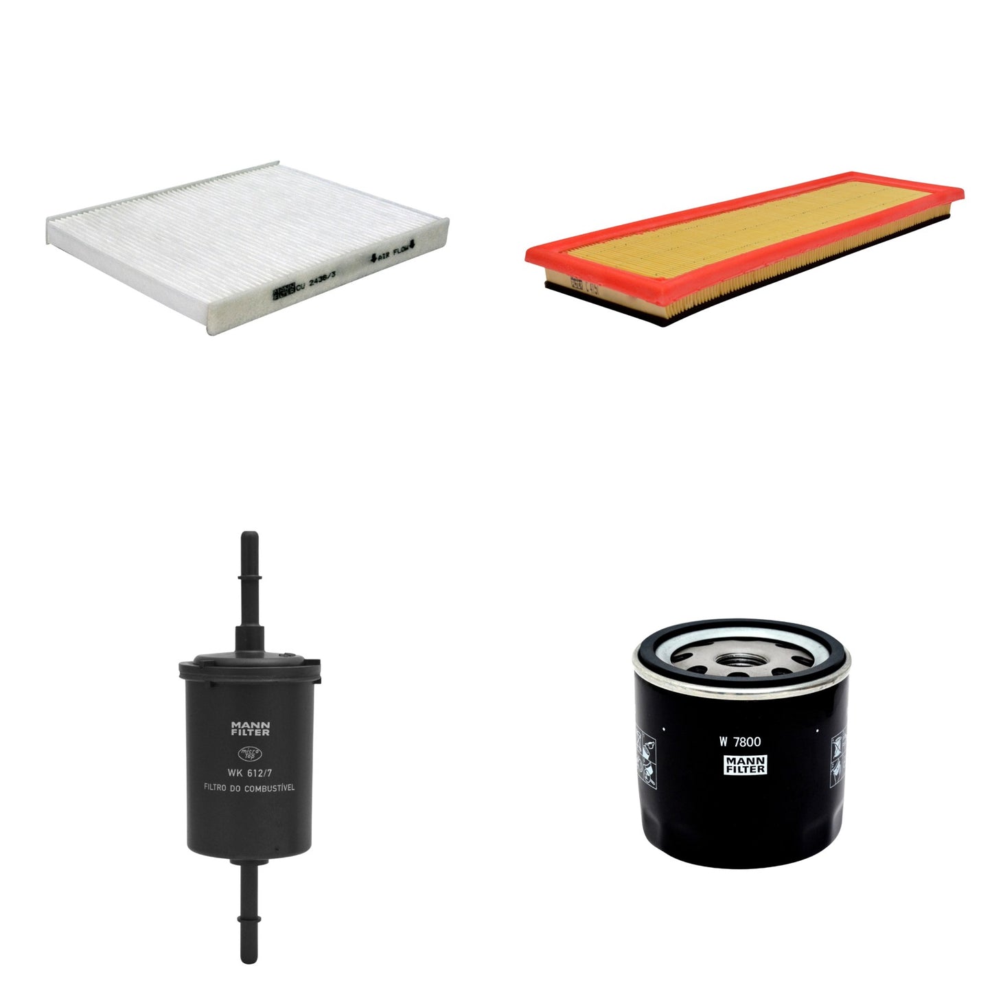 Kit Filtros de Ar Combustível Cabine Ar Condicionado Óleo - Mann-Filter - C4151 - CU2436/3 - W7800 - WK612/7 - (1)
