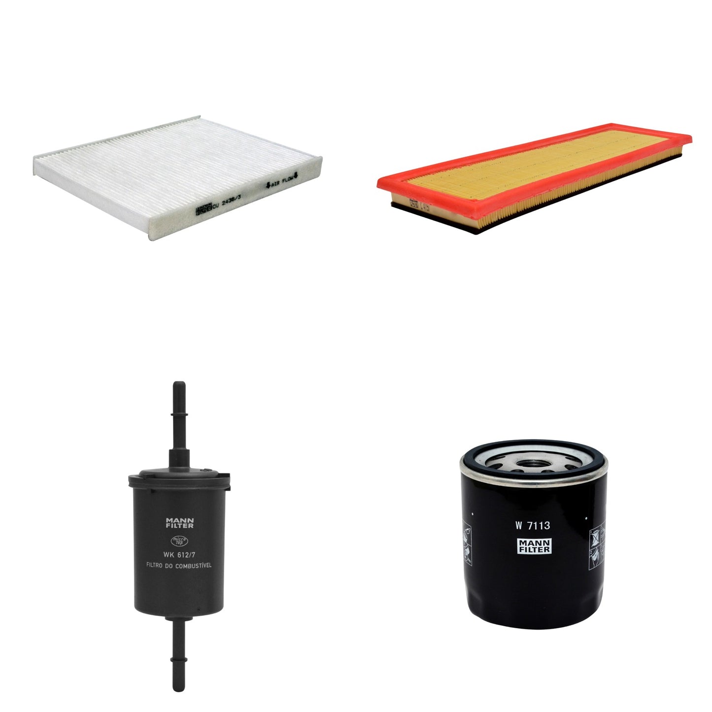 Kit Filtros de Ar Combustível Cabine Ar Condicionado Óleo - Mann-Filter - C4151 - CU2436/3 - W7113 - WK612/7 - (1)