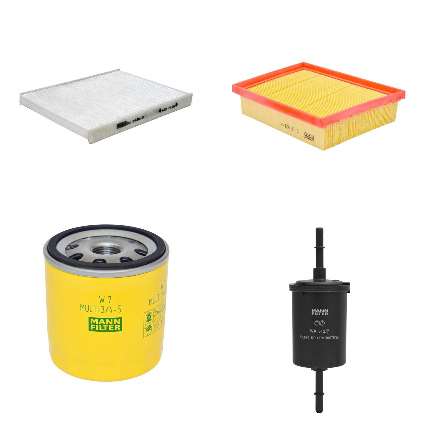 Kit Filtros de Ar Combustível Cabine Ar Condicionado Óleo - Mann-Filter - C17021/3 - CU2436/3 - W7MULTI3/4-S - WK612/7 - (1)
