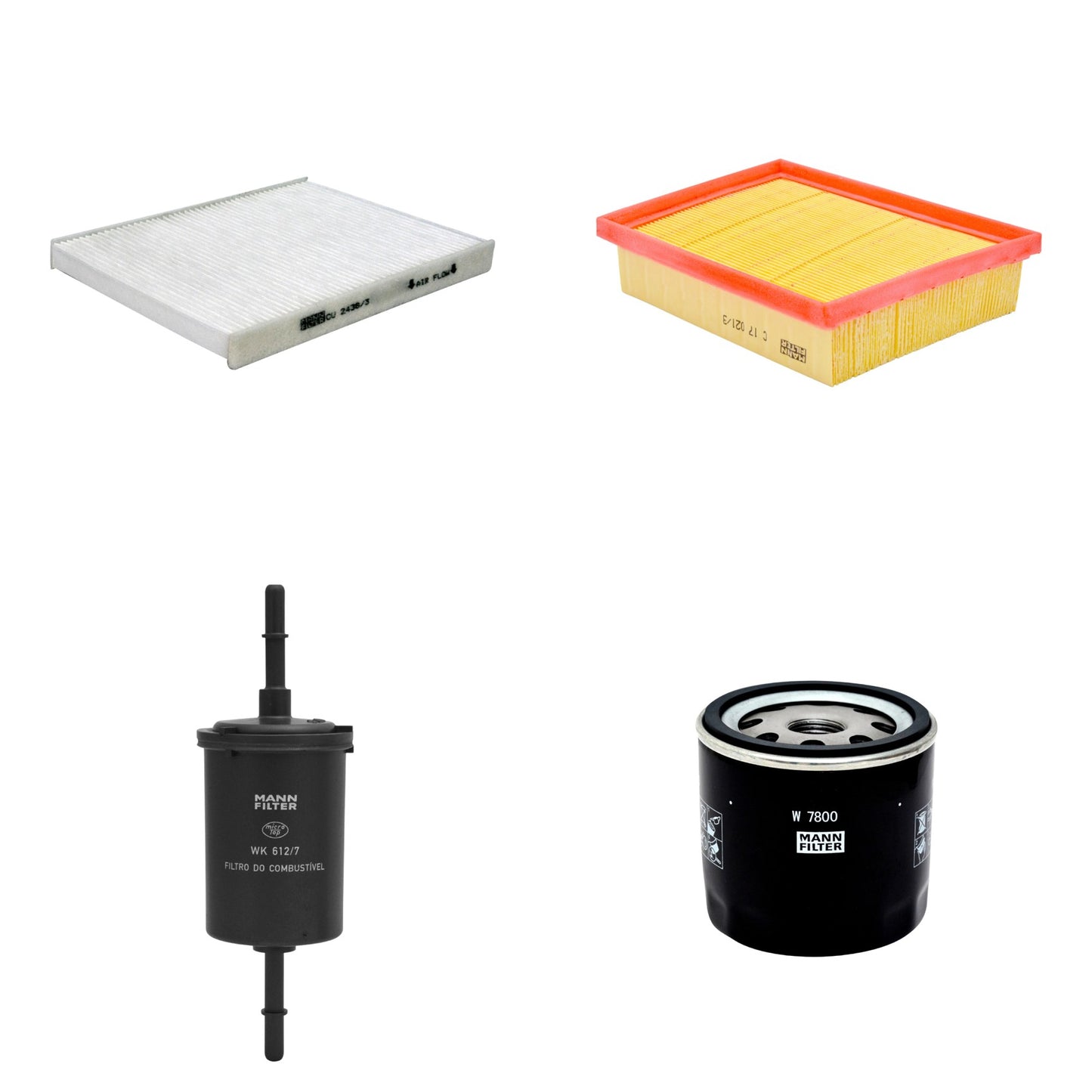 Kit Filtros de Ar Combustível Cabine Ar Condicionado Óleo - Mann-Filter - C17021/3 - CU2436/3 - W7800 - WK612/7 - (1)