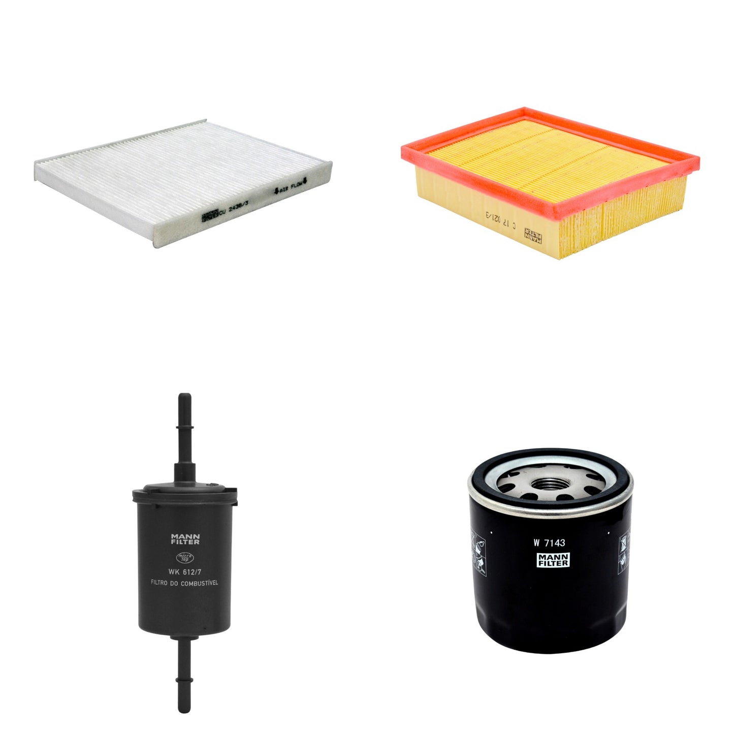 Kit Filtros de Ar Combustível Cabine Ar Condicionado Óleo - Mann-Filter - C17021/3 - CU2436/3 - W7143 - WK612/7 - (1)