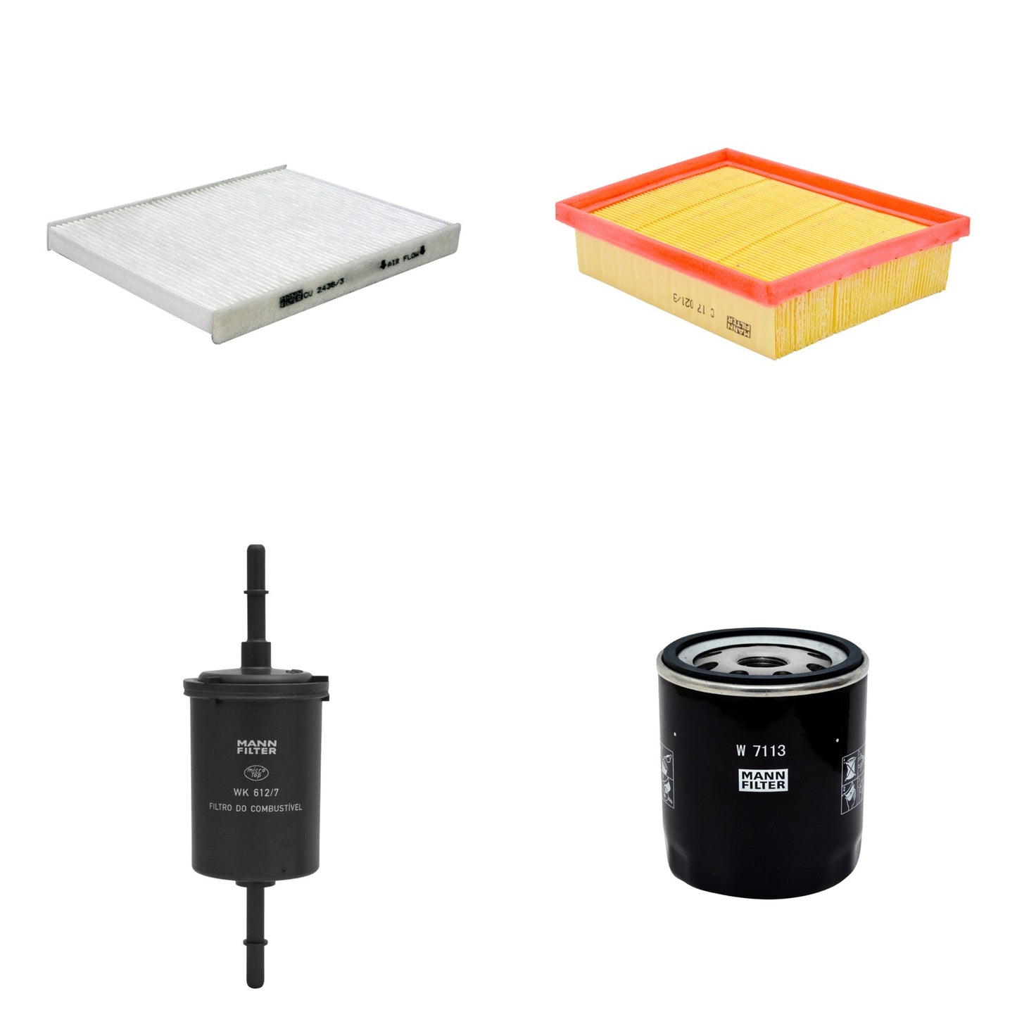Kit Filtros de Ar Combustível Cabine Ar Condicionado Óleo - Mann-Filter - C17021/3 - CU2436/3 - W7113 - WK612/7 - (1)