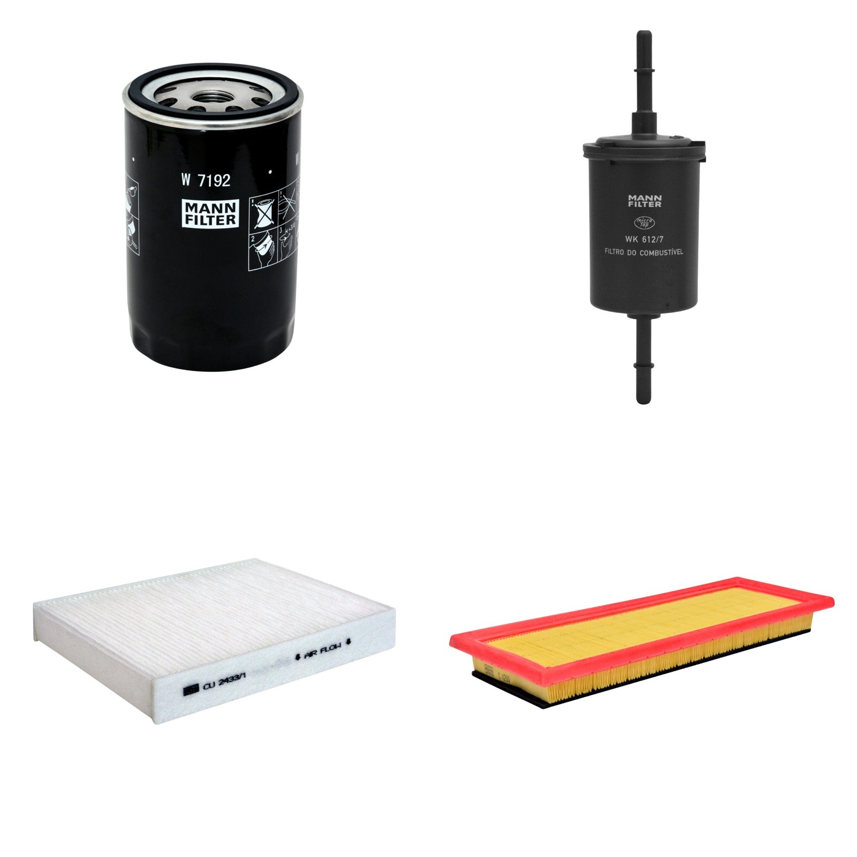 Kit Filtros de Ar Combustível Cabine Ar Condicionado Óleo - Mann-Filter - C4280 - CU2433/1 - W7192 - WK612/7 - (1)