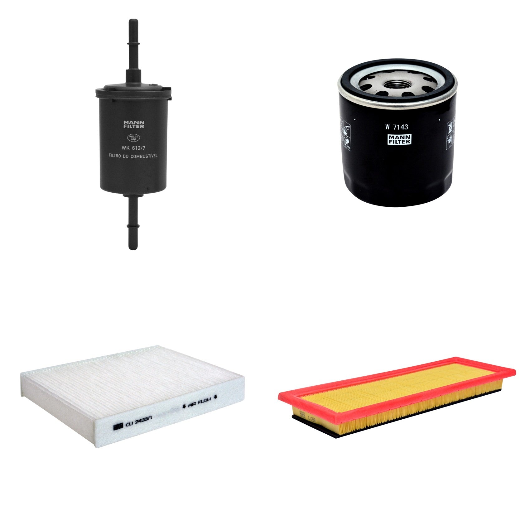 Kit Filtros de Ar Combustível Cabine Ar Condicionado Óleo - Mann-Filter - C4280 - CU2433/1 - W7143 - WK612/7 - (1)