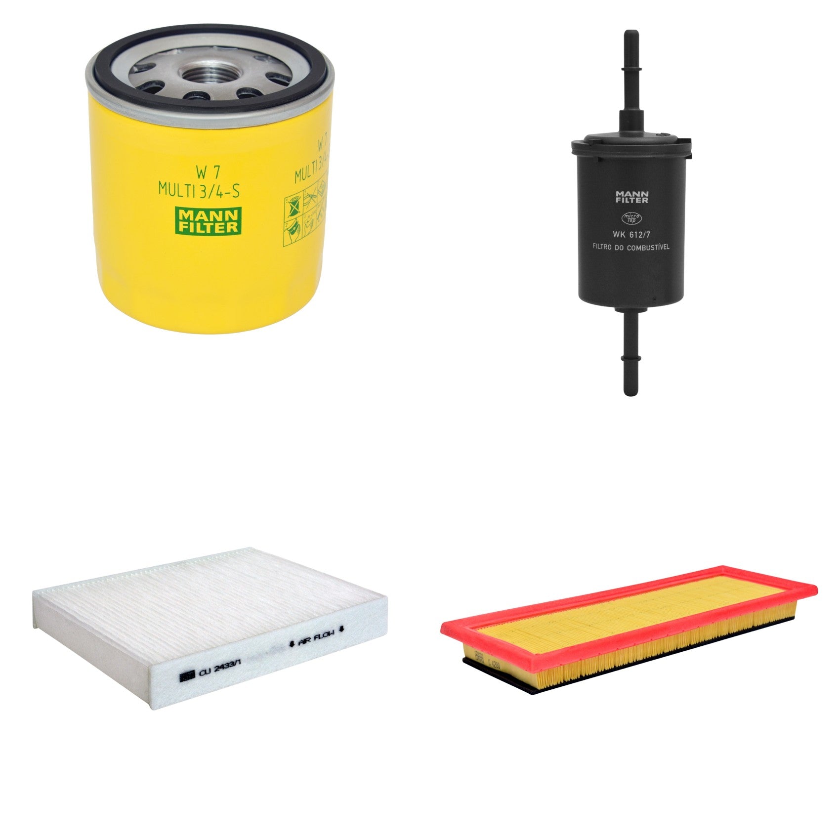 Kit Filtros de Ar Combustível Cabine Ar Condicionado Óleo - Mann-Filter - C4280 - CU2433/1 - W7MULTI3/4-S - WK612/7 - (1)