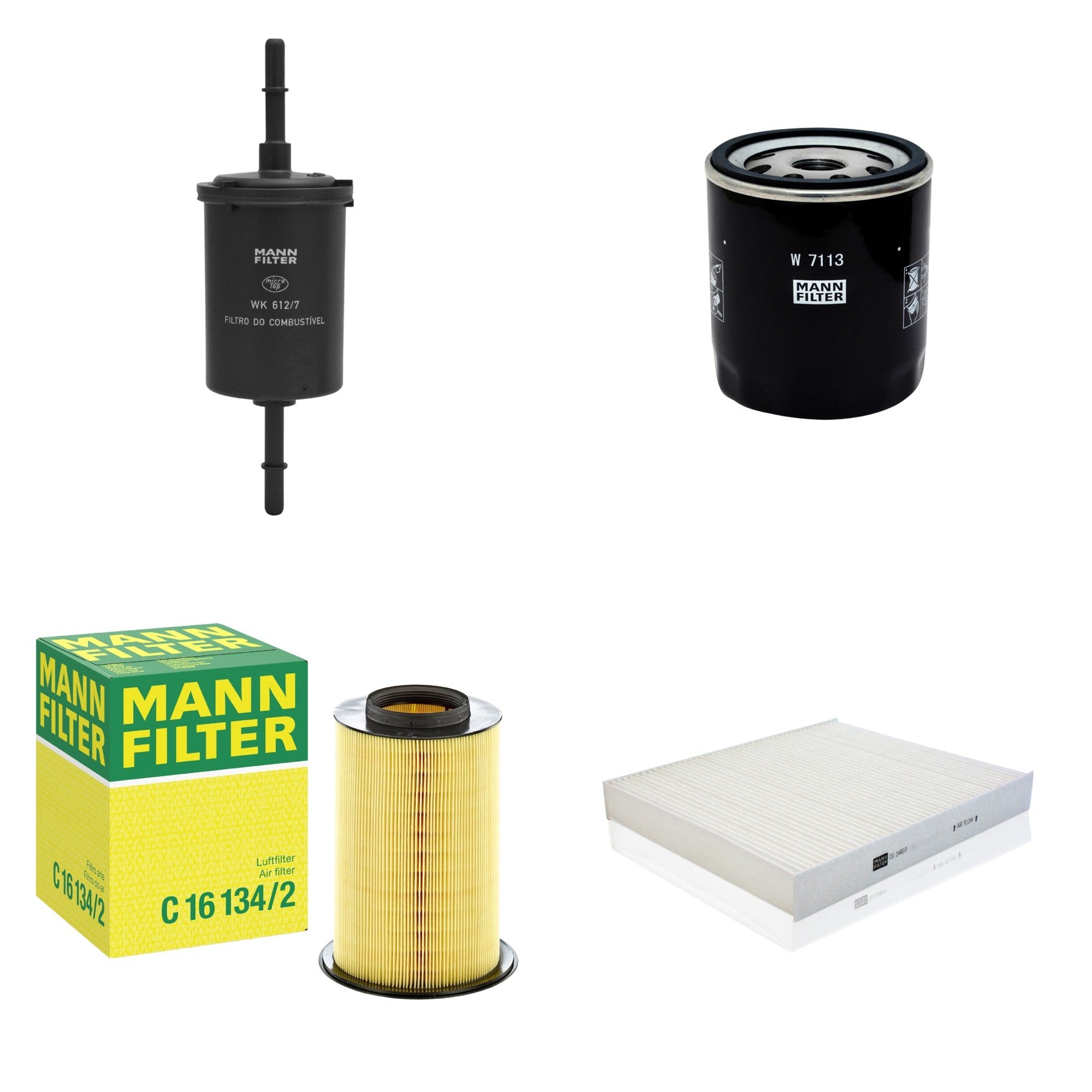 Kit Filtros de Ar Combustível Cabine Ar Condicionado Óleo - Mann-Filter - C16134/2 - CU2440/1 - W7113 - WK612/7 - (1)