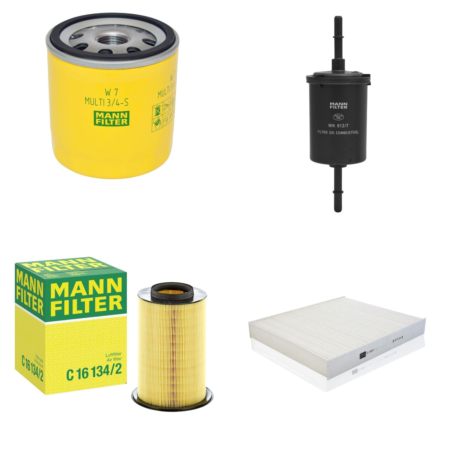 Kit Filtros de Ar Combustível Cabine Ar Condicionado Óleo - Mann-Filter - C16134/2 - CU2440/1 - W7MULTI3/4-S - WK612/7 - (1)