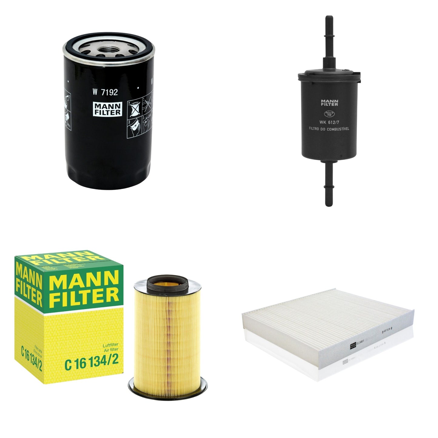 Kit Filtros de Ar Combustível Cabine Ar Condicionado Óleo - Mann-Filter - C16134/2 - CU2440/1 - W7192 - WK612/7 - (1)