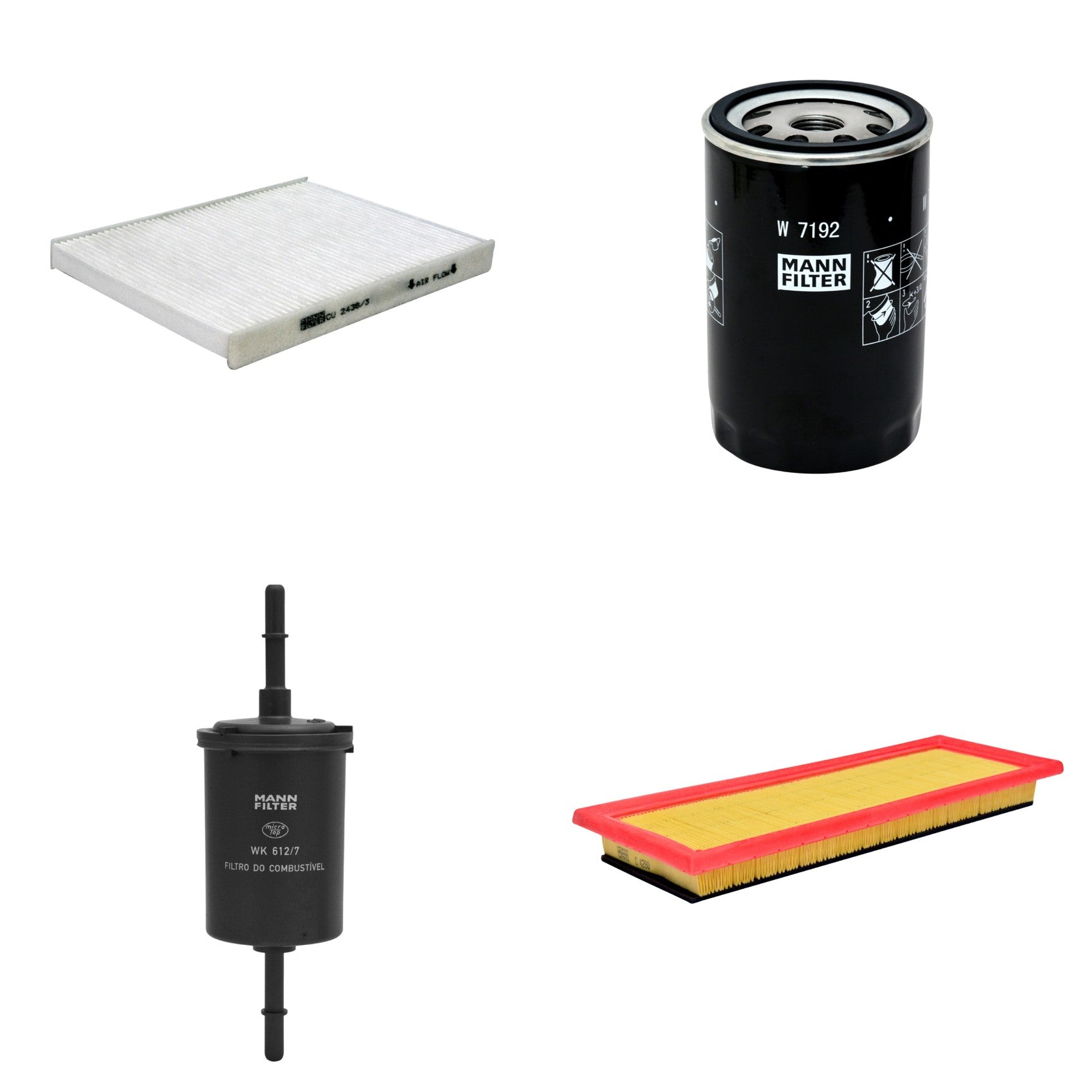Kit Filtros de Ar Combustível Cabine Ar Condicionado Óleo - Mann-Filter - C4280 - CU2436/3 - W7192 - WK612/7 - (1)