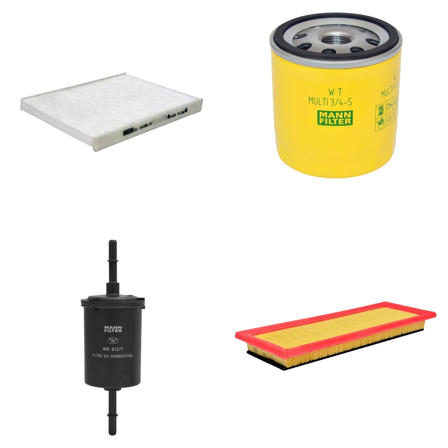 Kit Filtros de Ar Combustível Cabine Ar Condicionado Óleo - Mann-Filter - C4280 - CU2436/3 - W7MULTI3/4-S - WK612/7 - (1)