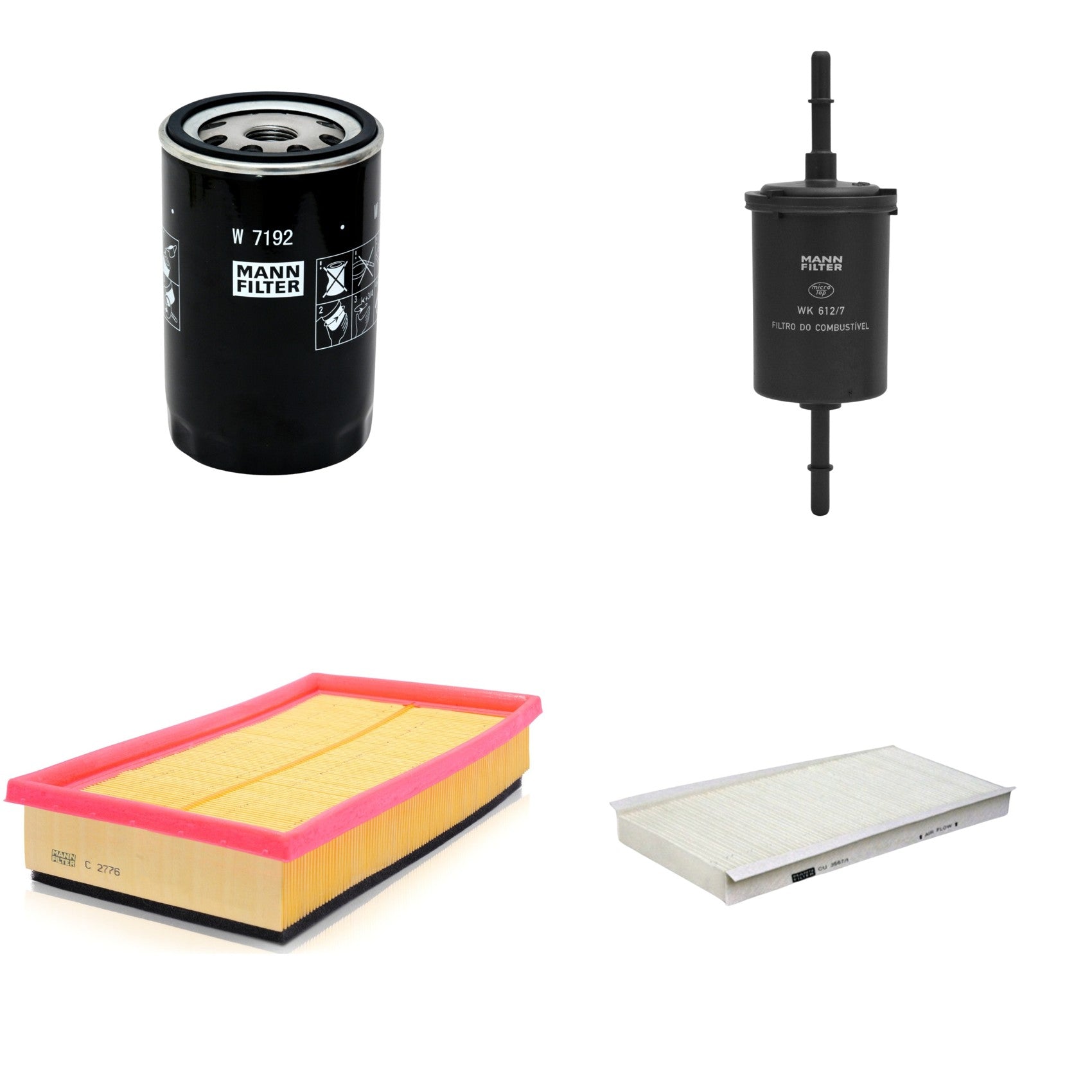 Kit Filtros de Ar Combustível Cabine Ar Condicionado Óleo - Mann-Filter - C2776 - CU3567/1 - W7192 - WK612/7 - (1)