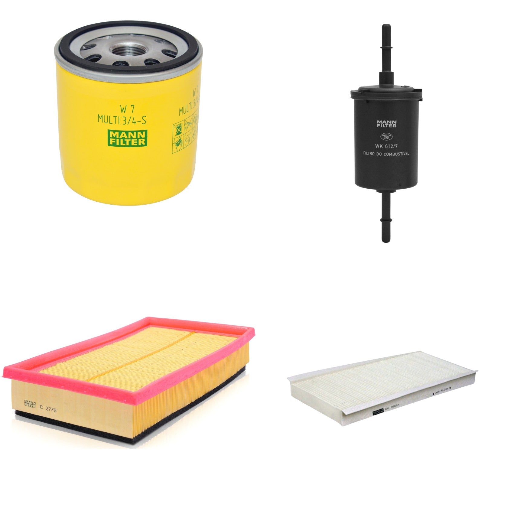 Kit Filtros de Ar Combustível Cabine Ar Condicionado Óleo - Mann-Filter - C2776 - CU3567/1 - W7MULTI3/4-S - WK612/7 - (1)