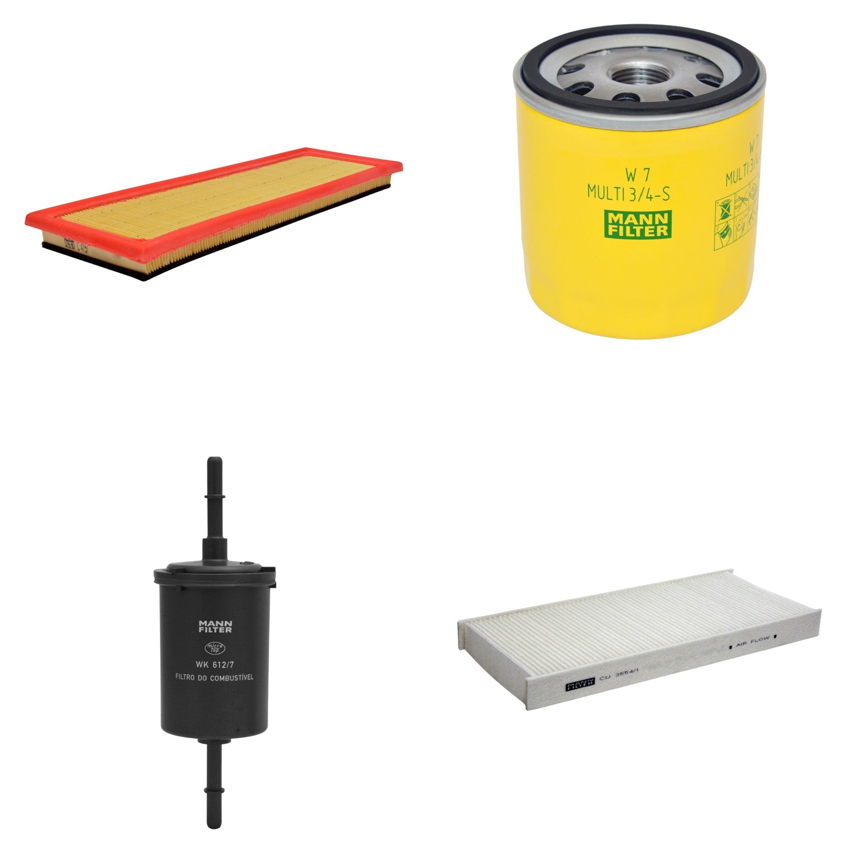Kit Filtros de Ar Combustível Cabine Ar Condicionado Óleo - Mann-Filter - C4151 - CU3554/1 - W7MULTI3/4-S - WK612/7 - (1)