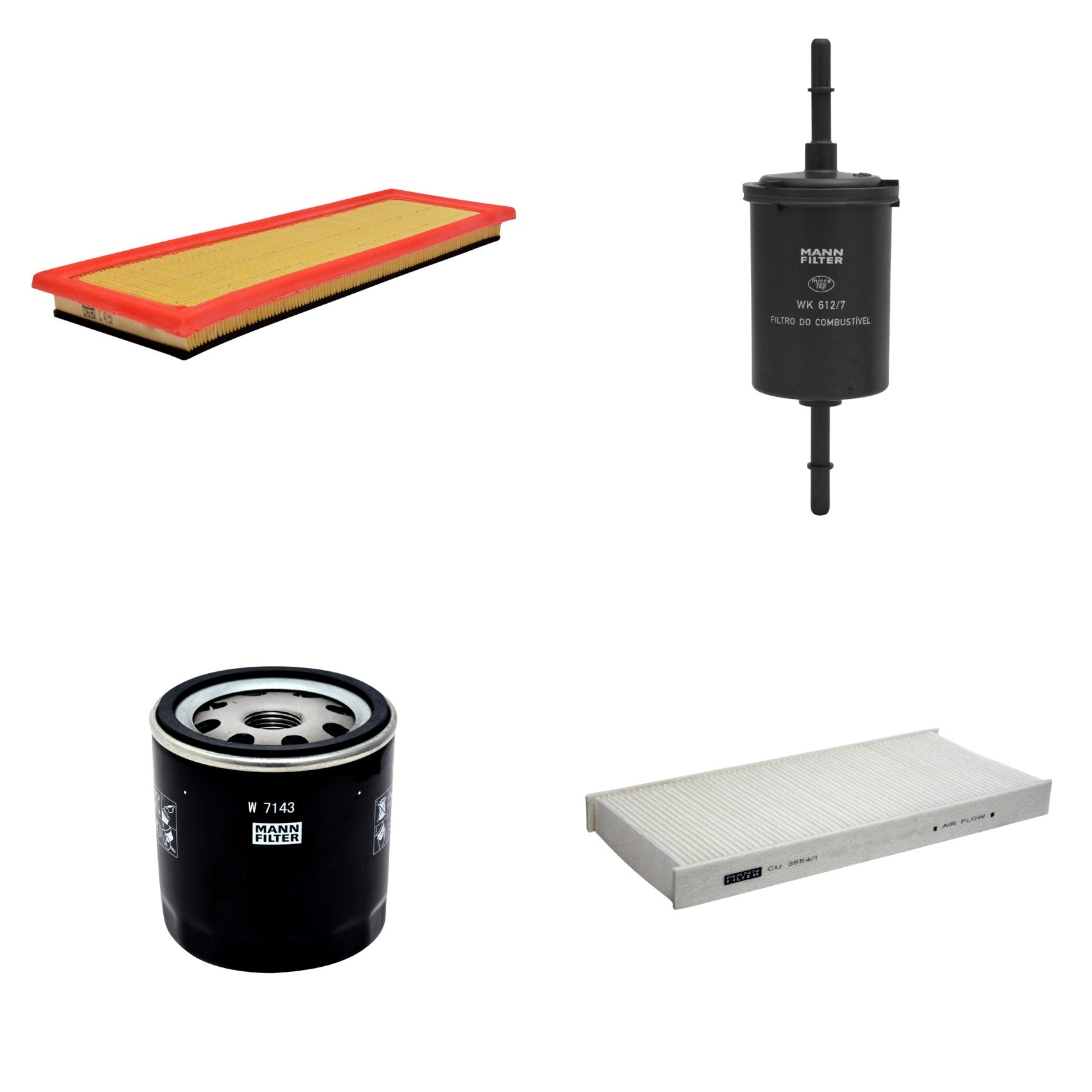 Kit Filtros de Ar Combustível Cabine Ar Condicionado Óleo - Mann-Filter - C4151 - CU3554/1 - W7143 - WK612/7 - (1)