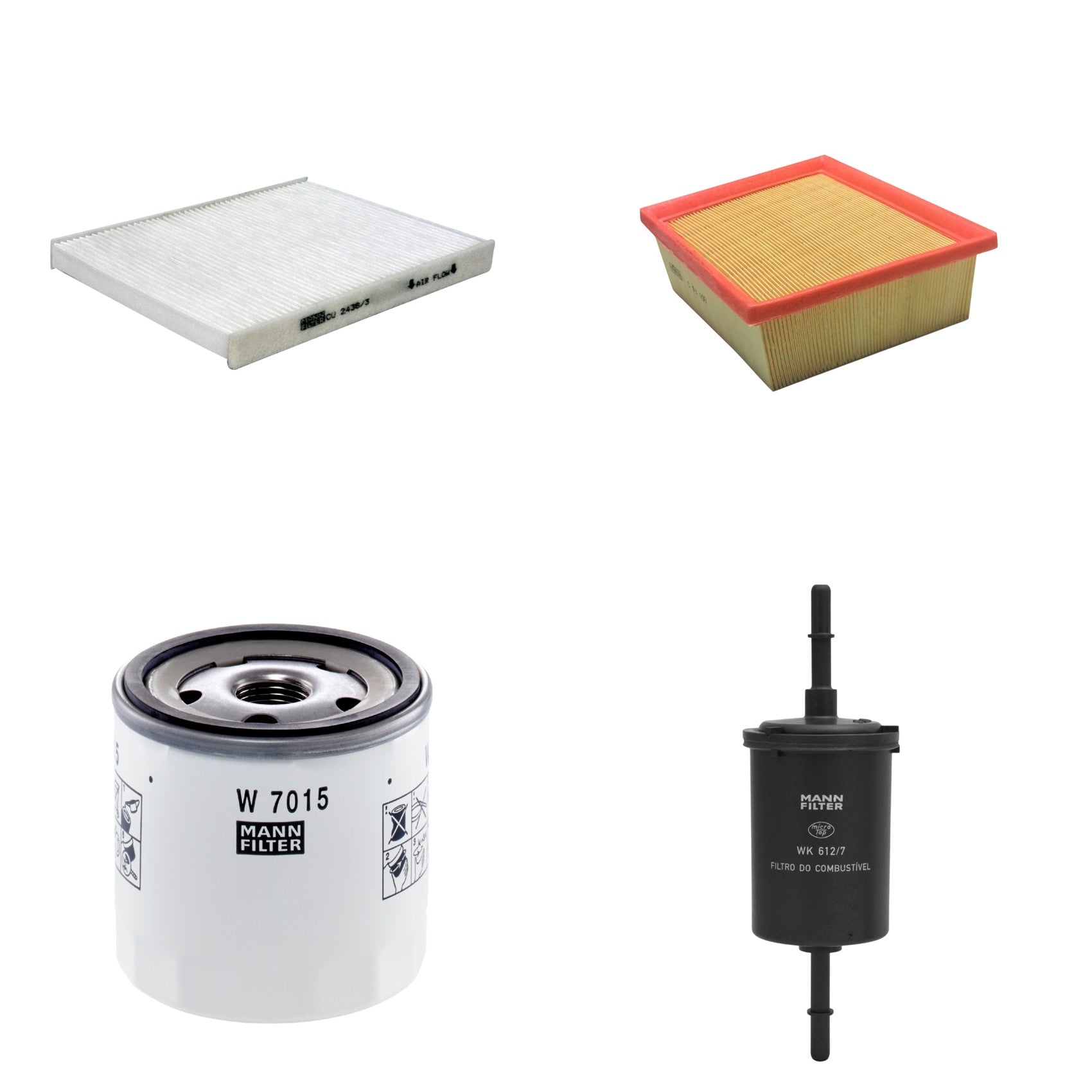 Kit Filtros de Ar Combustível Cabine Ar Condicionado Óleo - Mann-Filter - C18103 - CU2436/3 - W7015 - WK612/7 - (1)