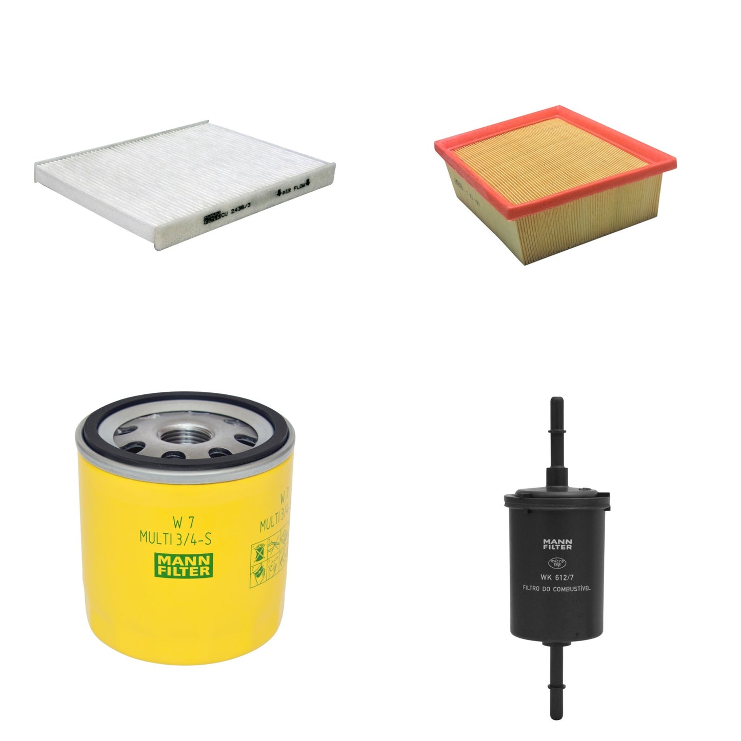 Kit Filtros de Ar Combustível Cabine Ar Condicionado Óleo - Mann-Filter - C18103 - CU2436/3 - W7MULTI3/4-S - WK612/7 - (1)