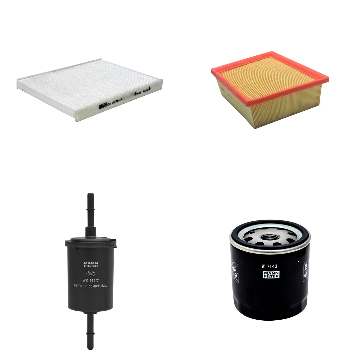 Kit Filtros de Ar Combustível Cabine Ar Condicionado Óleo - Mann-Filter - C18103 - CU2436/3 - W7143 - WK612/7 - (1)