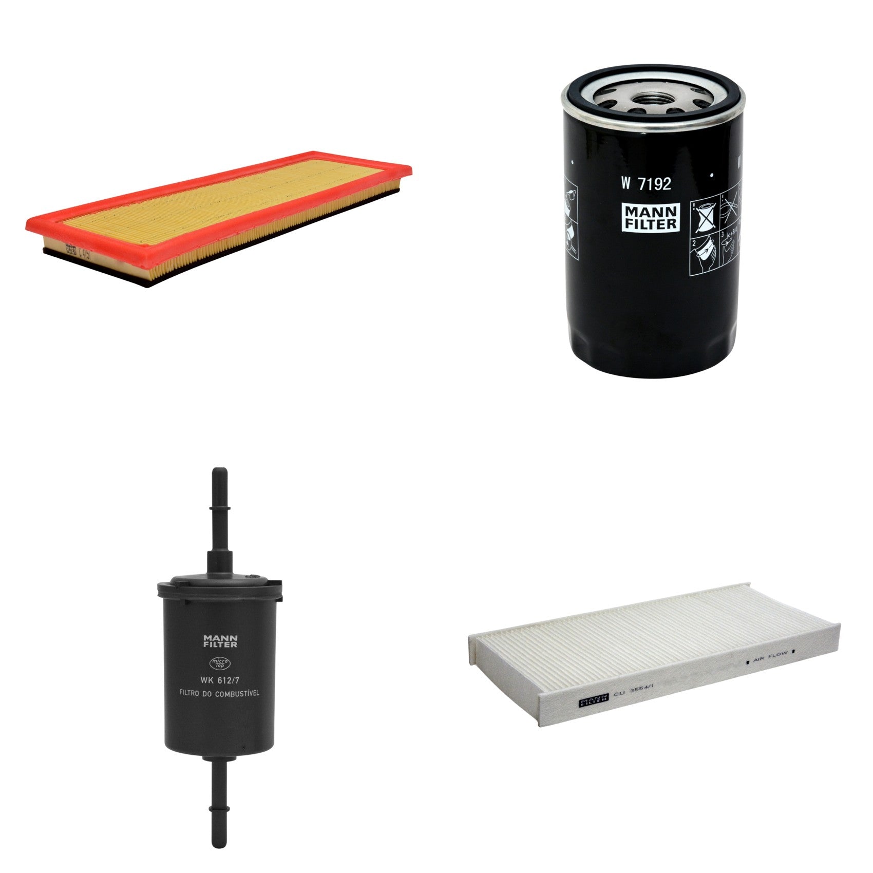 Kit Filtros de Ar Combustível Cabine Ar Condicionado Óleo - Mann-Filter - C4151 - CU3554/1 - W7192 - WK612/7 - (1)