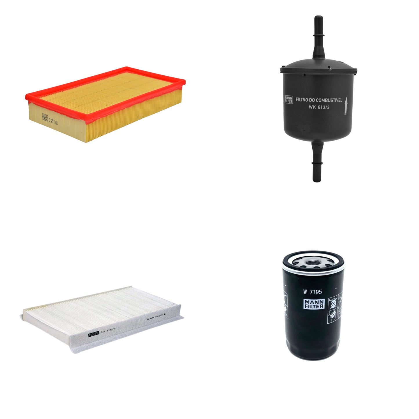 Kit Filtros de Ar Combustível Cabine Ar Condicionado Óleo - Mann-Filter - C29108 - CU3162/1 - W7195 - WK613/3 - (1)