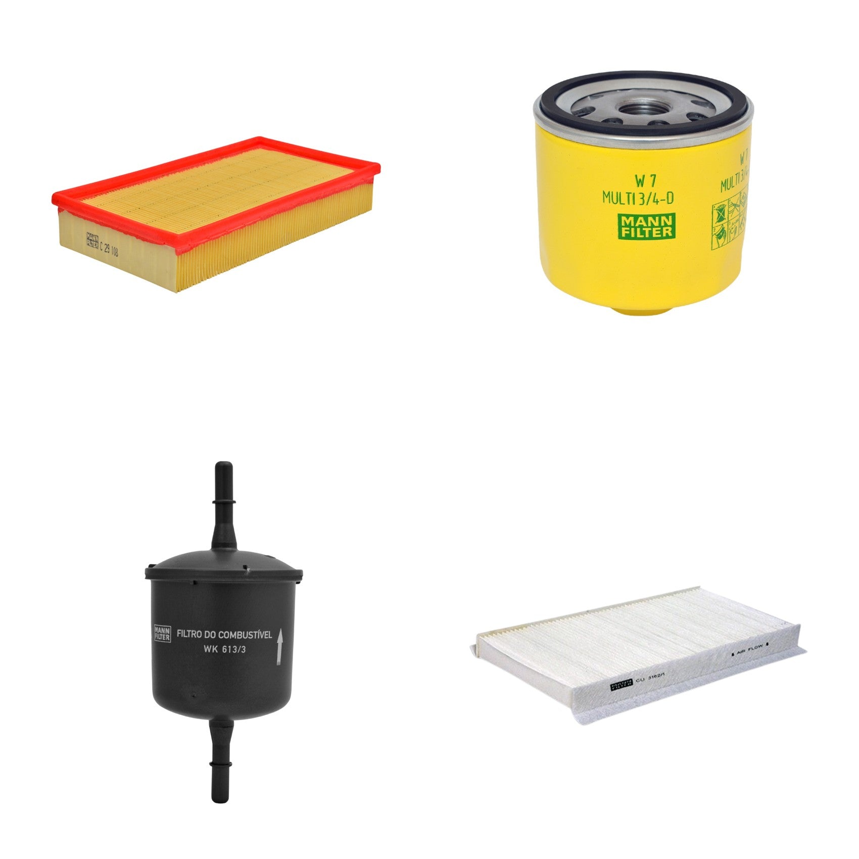 Kit Filtros de Ar Combustível Cabine Ar Condicionado Óleo - Mann-Filter - C29108 - CU3162/1 - W7MULTI3/4-D - WK613/3 - (1)