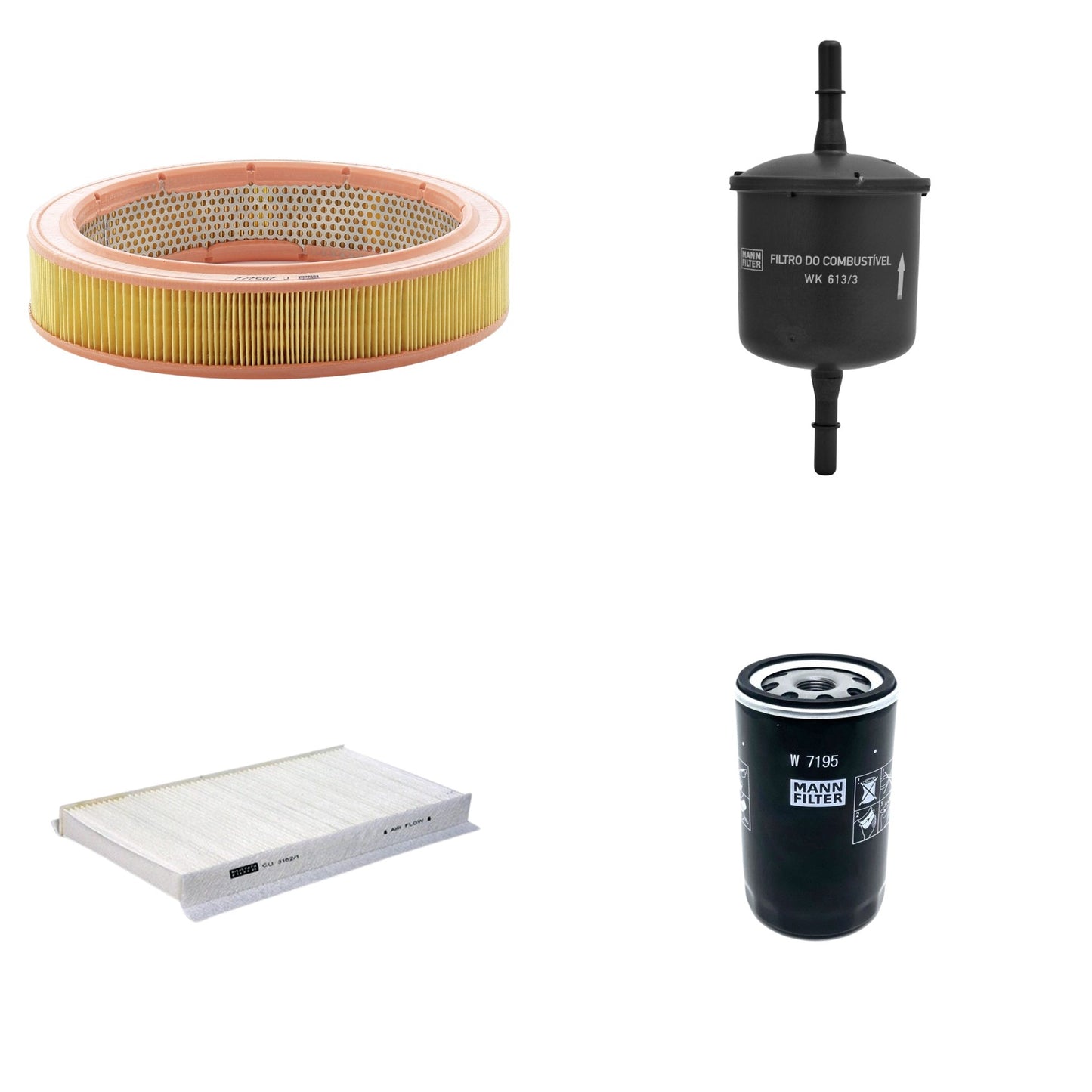 Kit Filtros de Ar Combustível Cabine Ar Condicionado Óleo - Mann-Filter - C2852/2 - CU3162/1 - W7195 - WK613/3 - (1)
