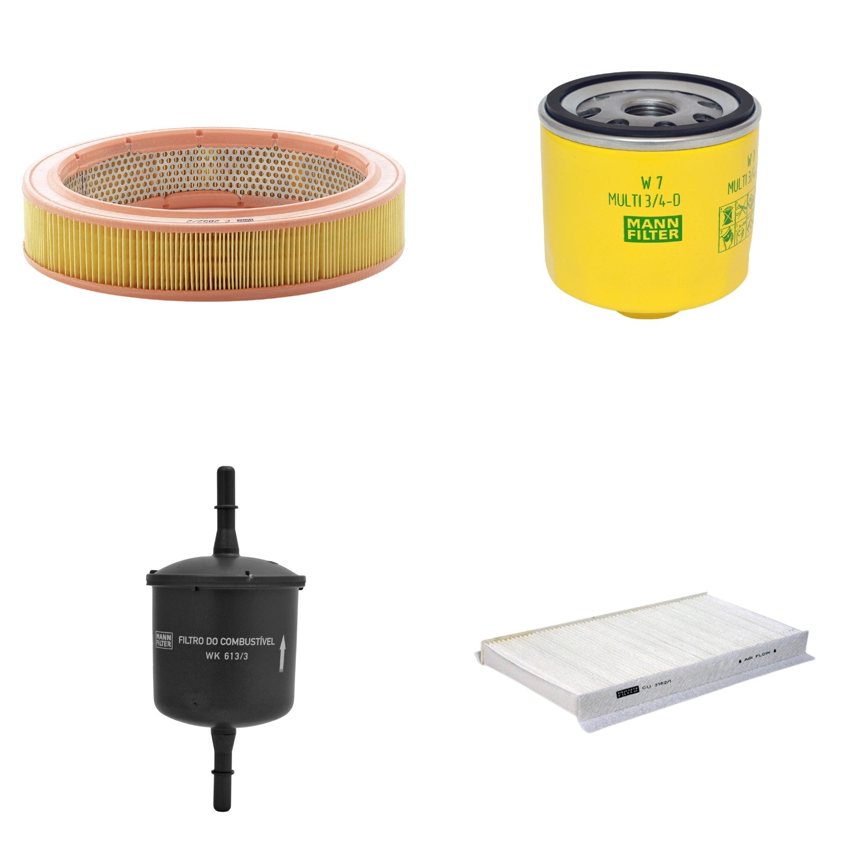 Kit Filtros de Ar Combustível Cabine Ar Condicionado Óleo - Mann-Filter - C2852/2 - CU3162/1 - W7MULTI3/4-D - WK613/3 - (1)
