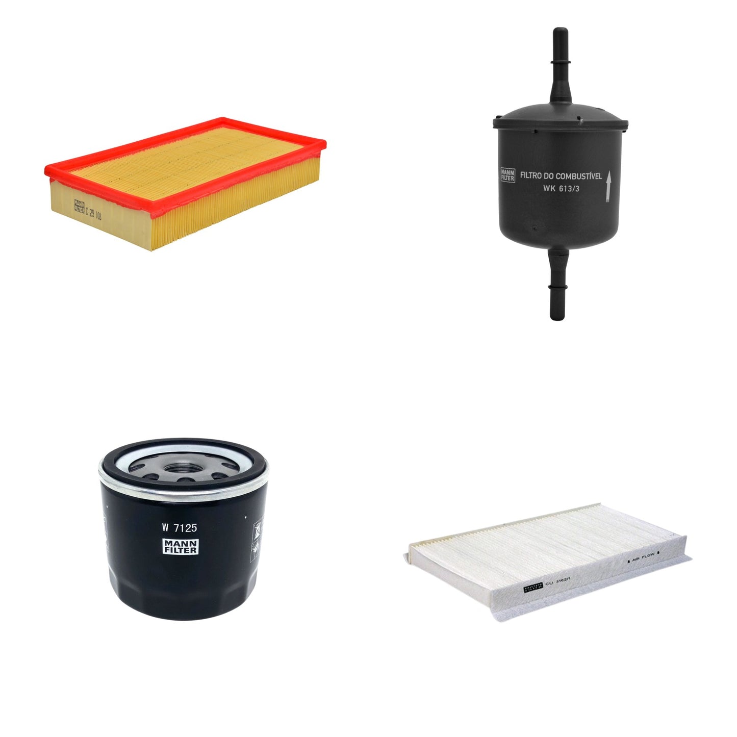Kit Filtros de Ar Combustível Cabine Ar Condicionado Óleo - Mann-Filter - C29108 - CU3162/1 - W7125 - WK613/3 - (1)