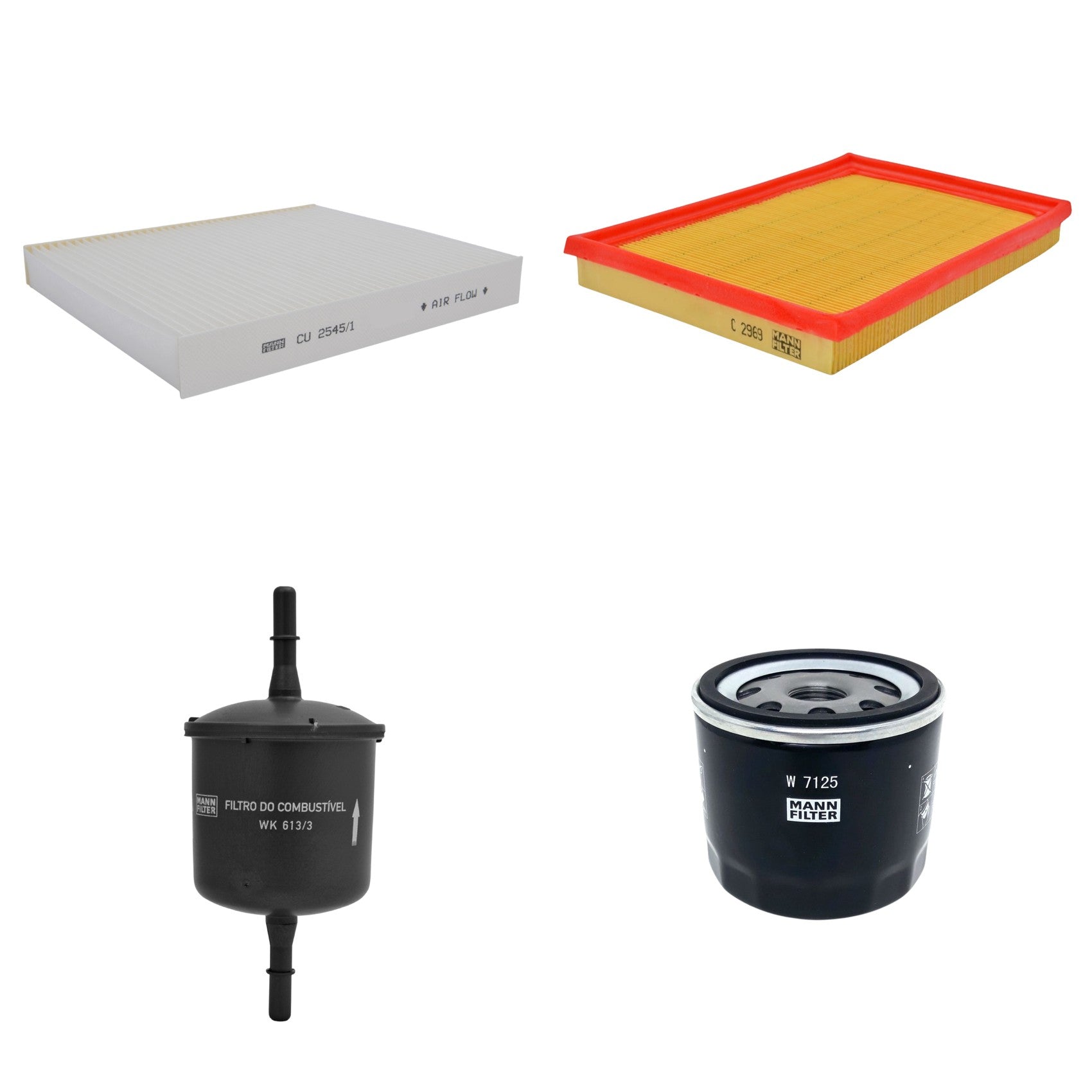 Kit Filtros de Ar Combustível Cabine Ar Condicionado Óleo - Mann-Filter - C2969 - CU2545/1 - W7125 - WK613/3 - (1)