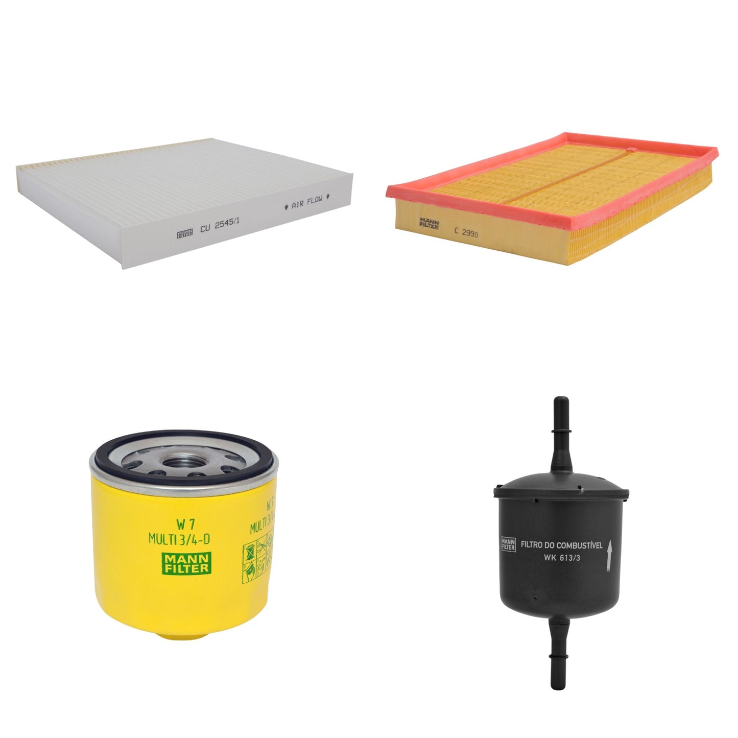 Kit Filtros de Ar Combustível Cabine Ar Condicionado Óleo - Mann-Filter - C2990 - CU2545/1 - W7MULTI3/4-D - WK613/3 - (1)