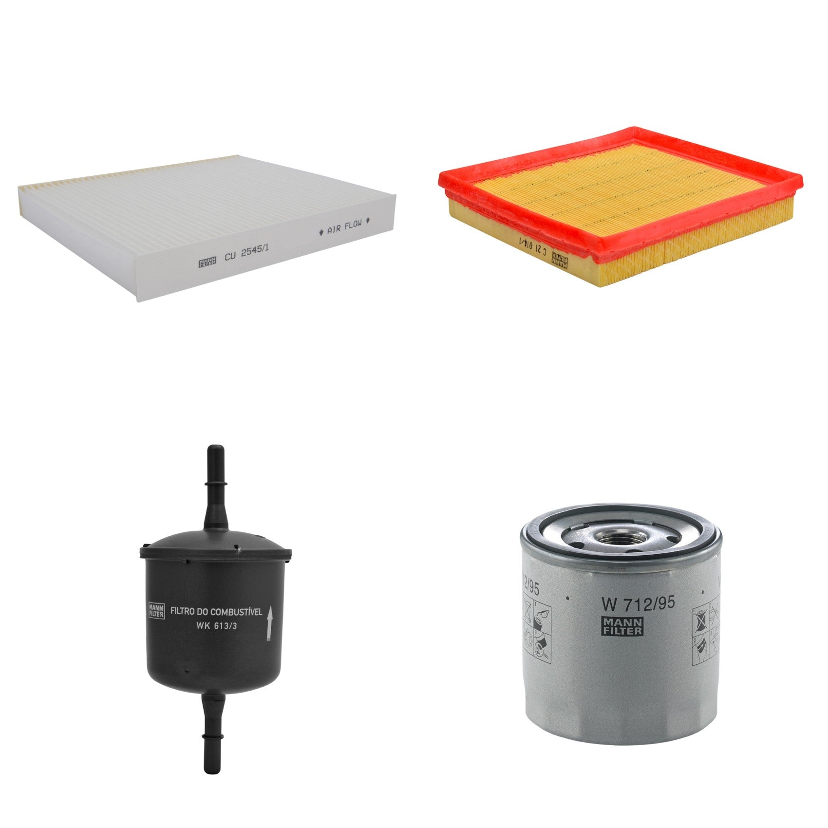 Kit Filtros de Ar Combustível Cabine Ar Condicionado Óleo - Mann-Filter - C21014/1 - CU2545/1 - W712/95 - WK613/3 - (1)