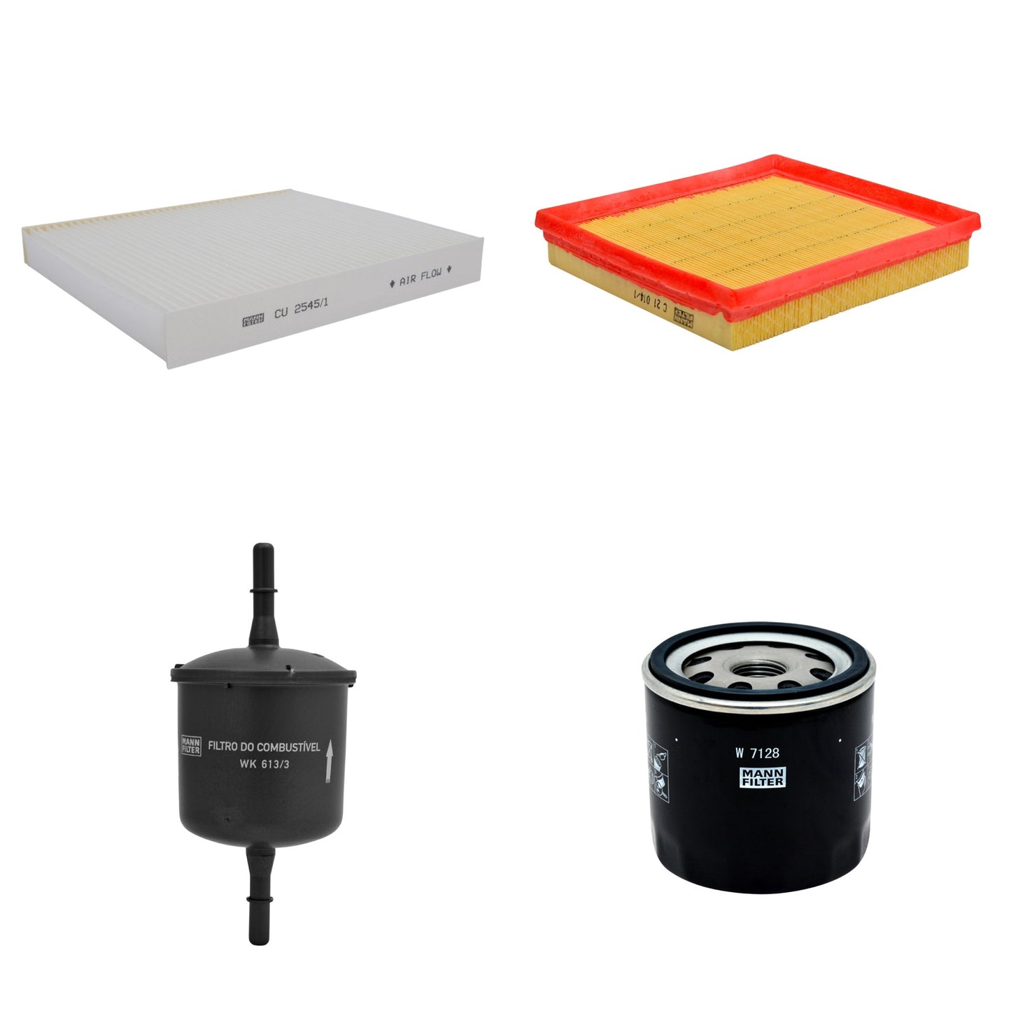 Kit Filtros de Ar Combustível Cabine Ar Condicionado Óleo - Mann-Filter - C21014/1 - CU2545/1 - W7128 - WK613/3 - (1)