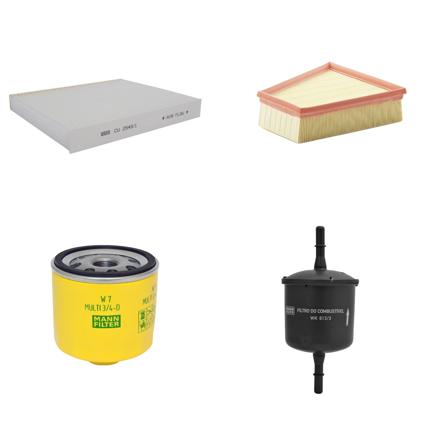 Kit Filtros de Ar Combustível Cabine Ar Condicionado Óleo - Mann-Filter - C2295/2 - CU2545/1 - W7MULTI3/4-D - WK613/3 - (1)
