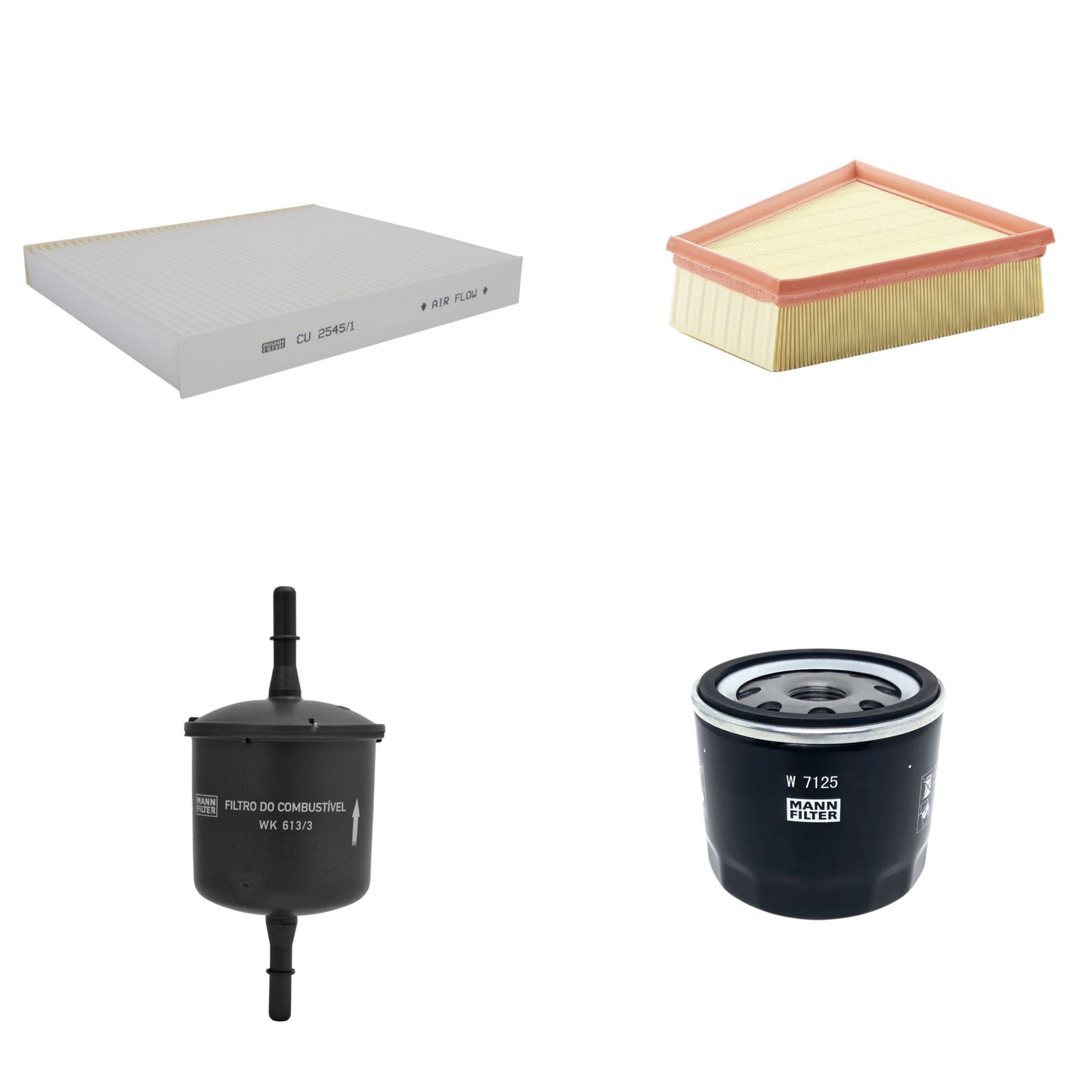 Kit Filtros de Ar Combustível Cabine Ar Condicionado Óleo - Mann-Filter - C2295/2 - CU2545/1 - W7125 - WK613/3 - (1)